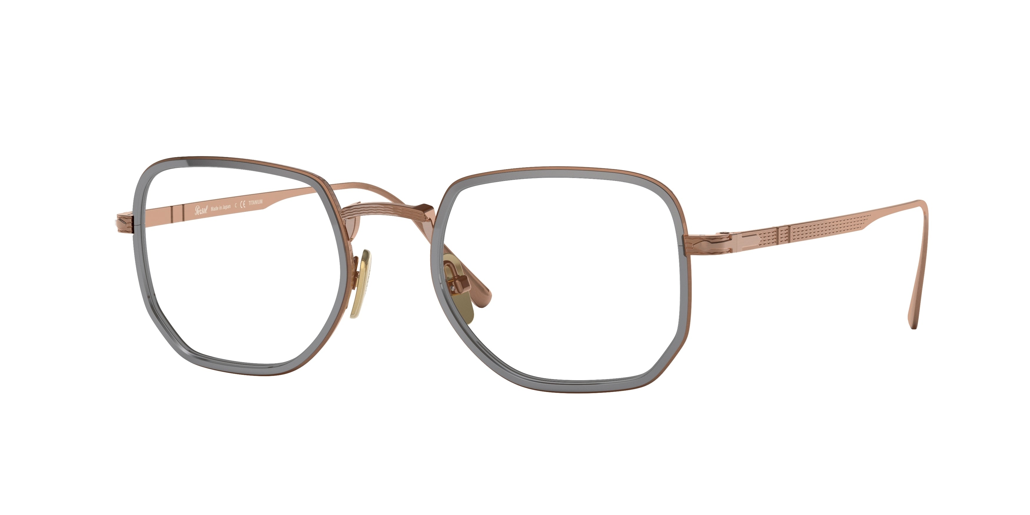 Persol PO5006VT Rectangle Eyeglasses 8007-Brown/Gunmetal 47-145-20 - Color Map Brown