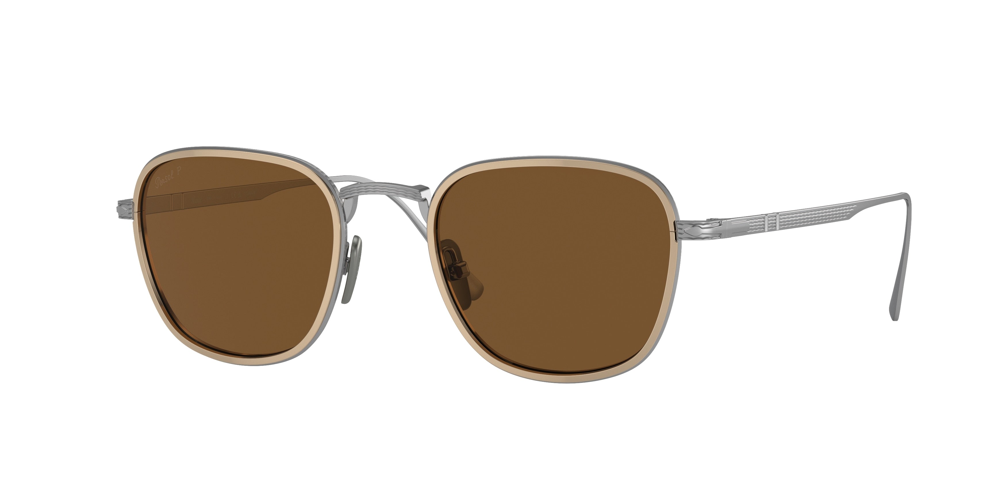 Persol PO5007ST Square Sunglasses  801057-Silver/Gold 47-145-21 - Color Map Silver
