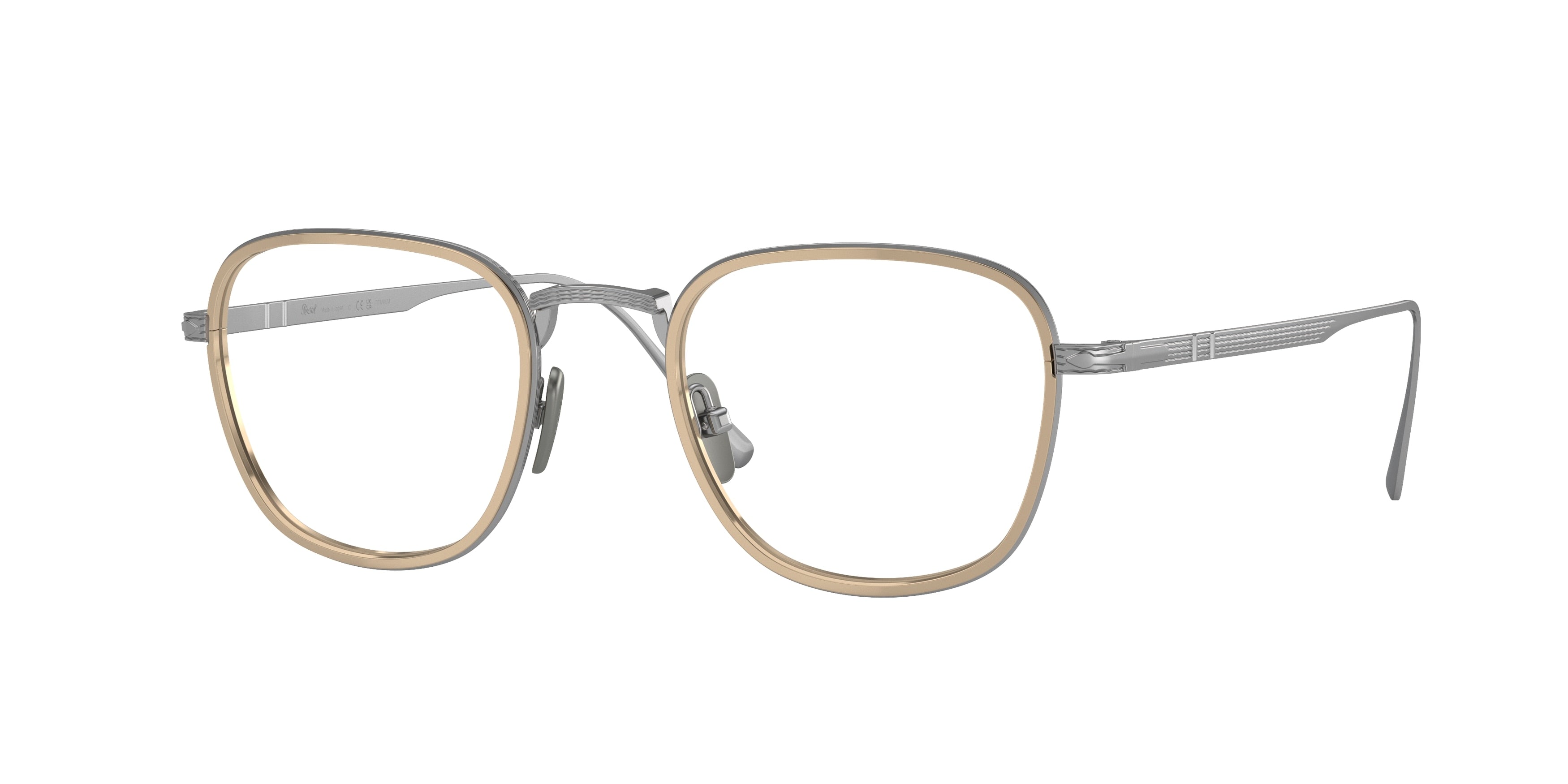 Persol PO5007VT Square Eyeglasses 8010-Silver/Gold 47-145-21 - Color Map Silver
