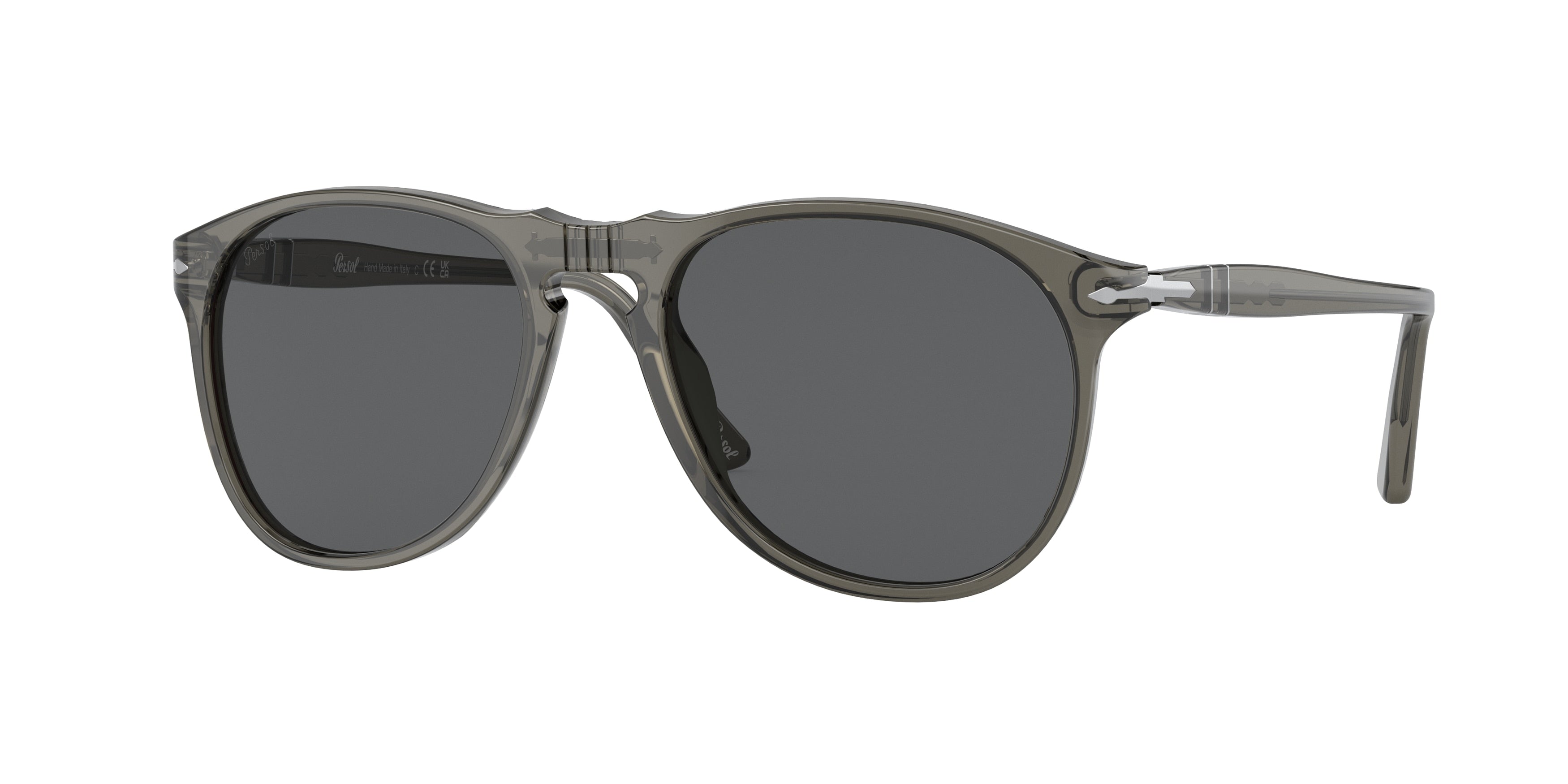 Persol PO9649S Pilot Sunglasses 1103B1-Taupe Grey Transparent 55-145-18 - Color Map Grey