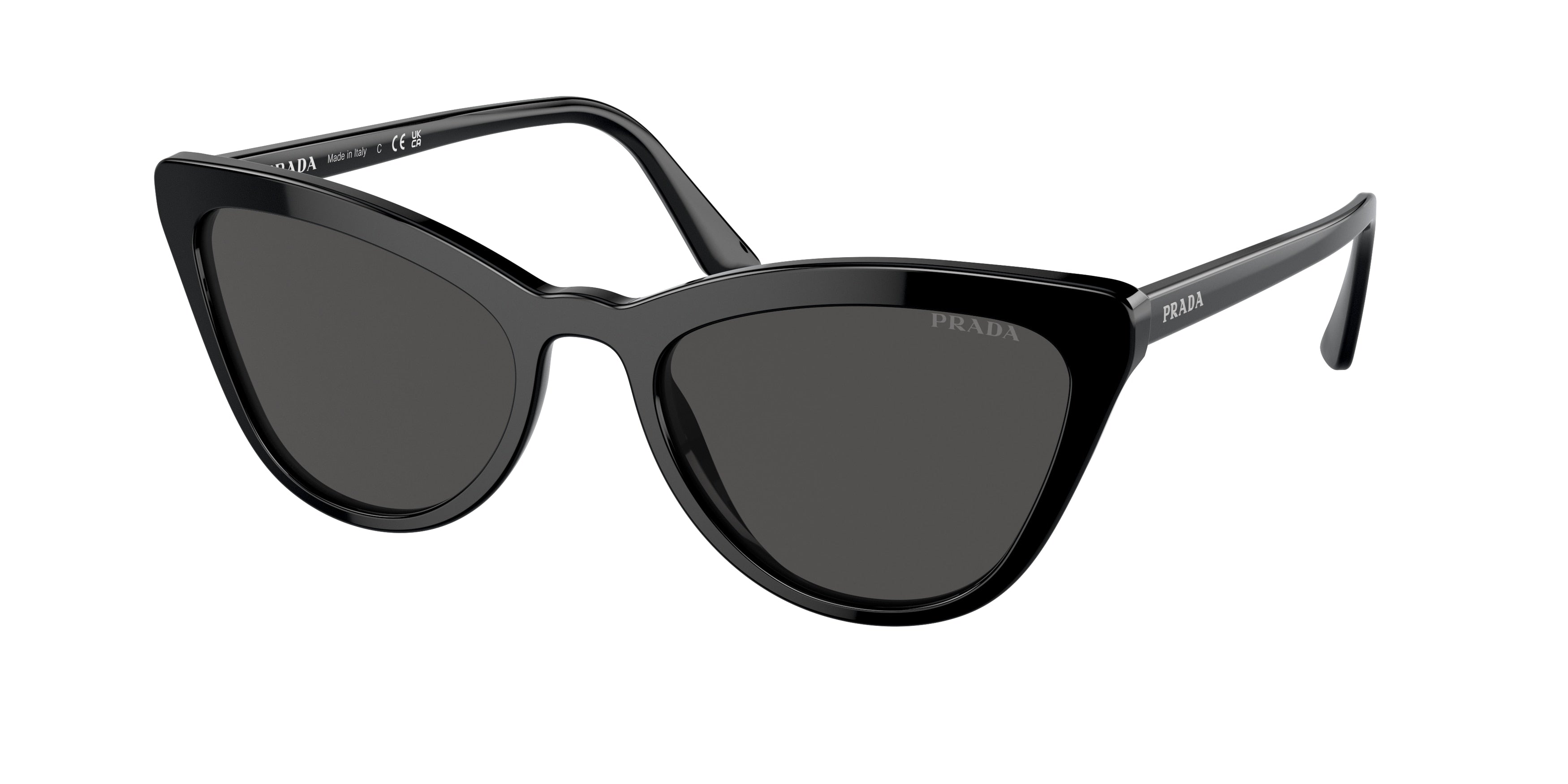 Prada CATWALK PR01VS Cat Eye Sunglasses 1AB5S0-Black 56-145-20 - Color Map Black