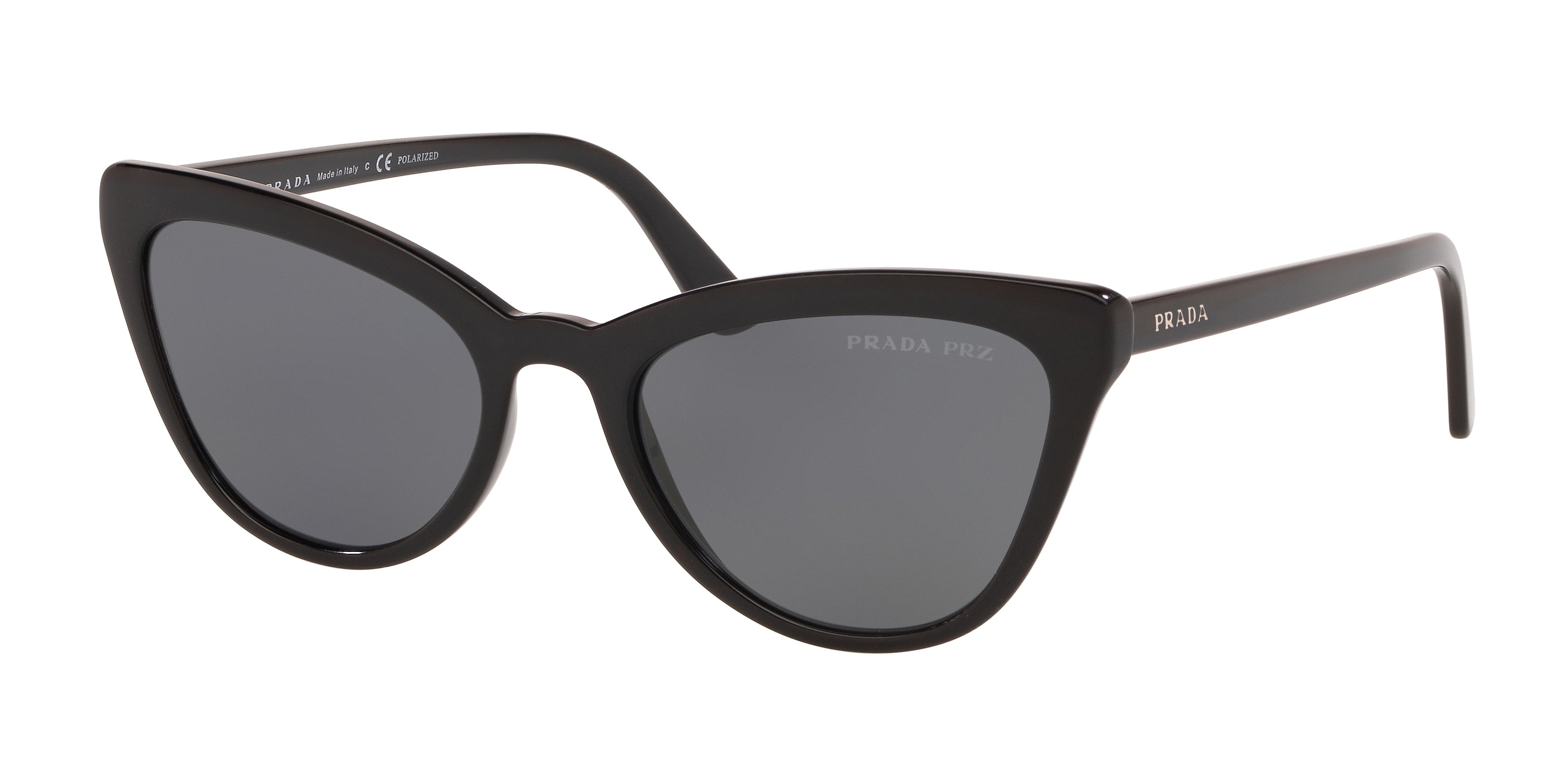 Prada CATWALK PR01VS Cat Eye Sunglasses 1AB5Z1-Black 56-145-20 - Color Map Black