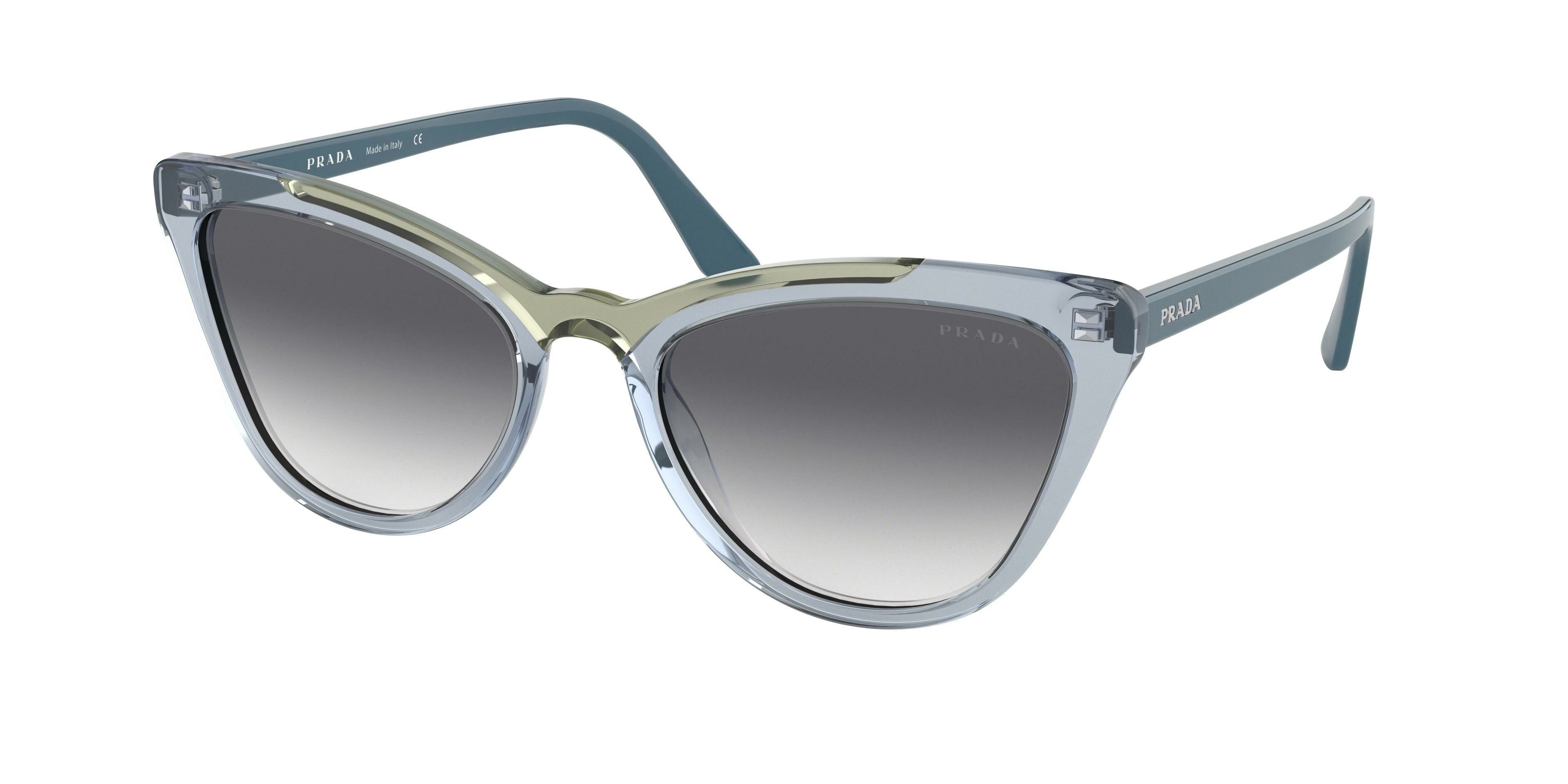 Prada CATWALK PR01VS Cat Eye Sunglasses 3253B2-Transparent Azure/Transp Green 56-145-20 - Color Map Blue