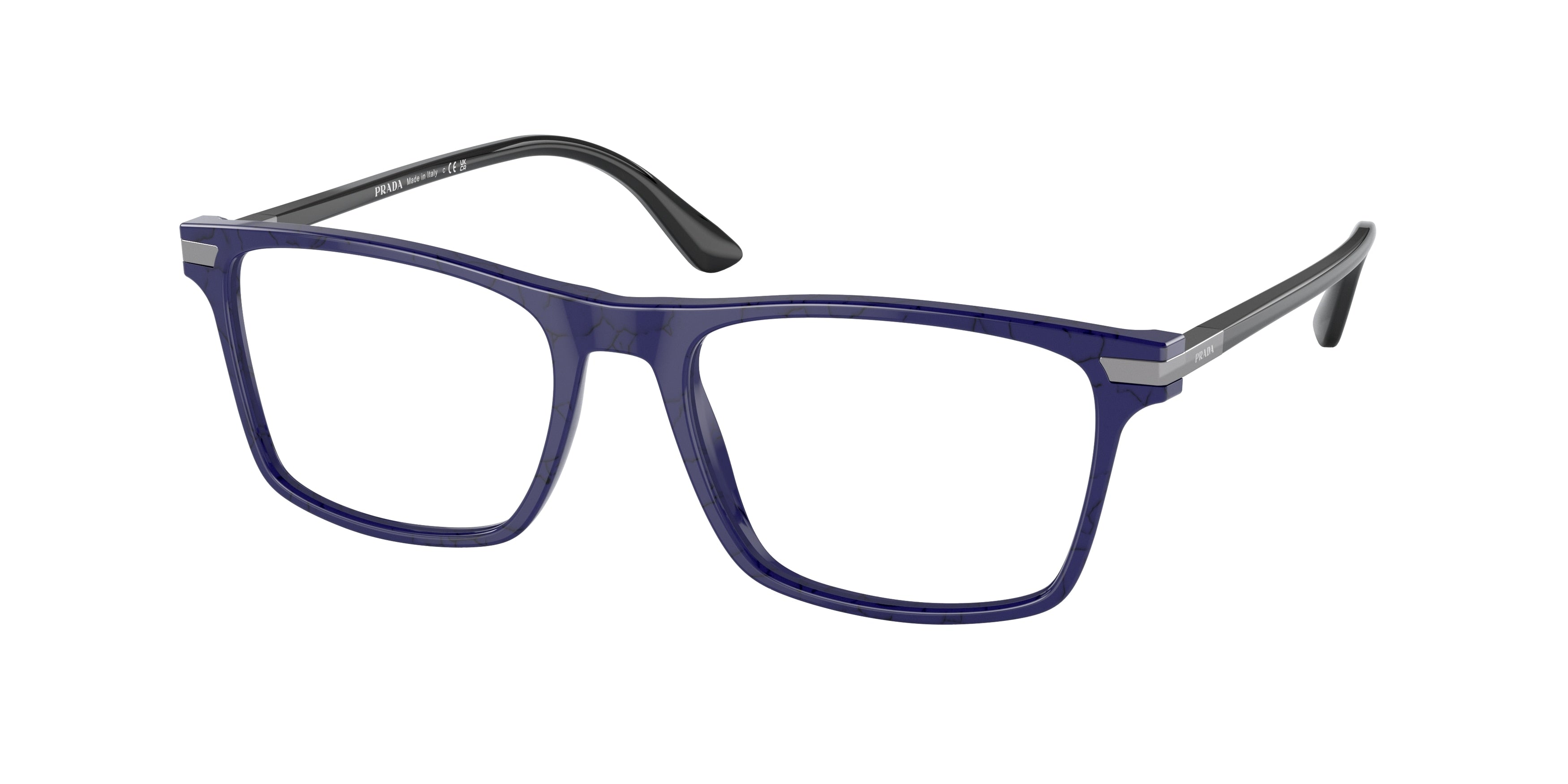 Prada PR01WV Rectangle Eyeglasses 18D1O1-Baltic Marble 56-145-18 - Color Map Blue