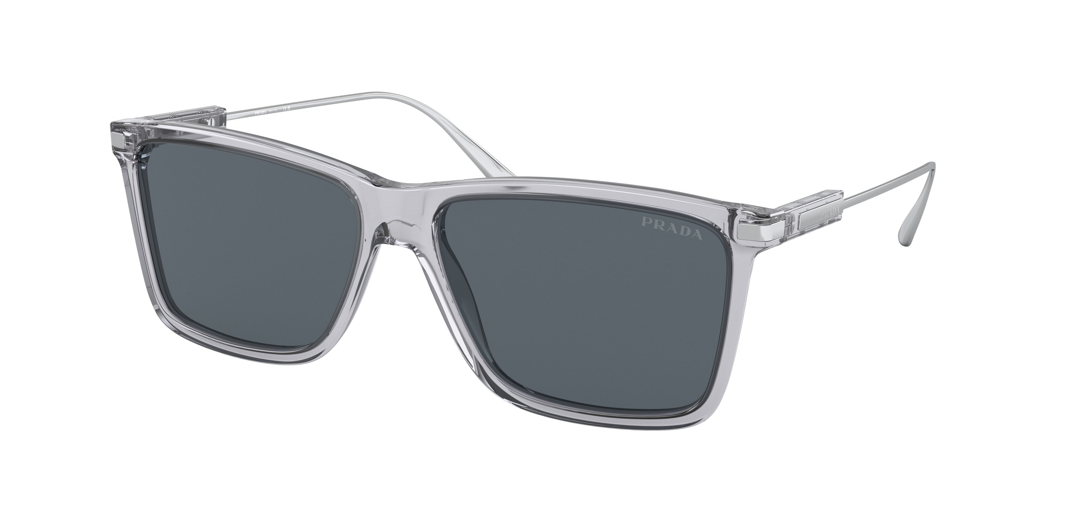 Prada PR01ZSF Rectangle Sunglasses U430A9-Transparent Grey 59-140-15 - Color Map Grey