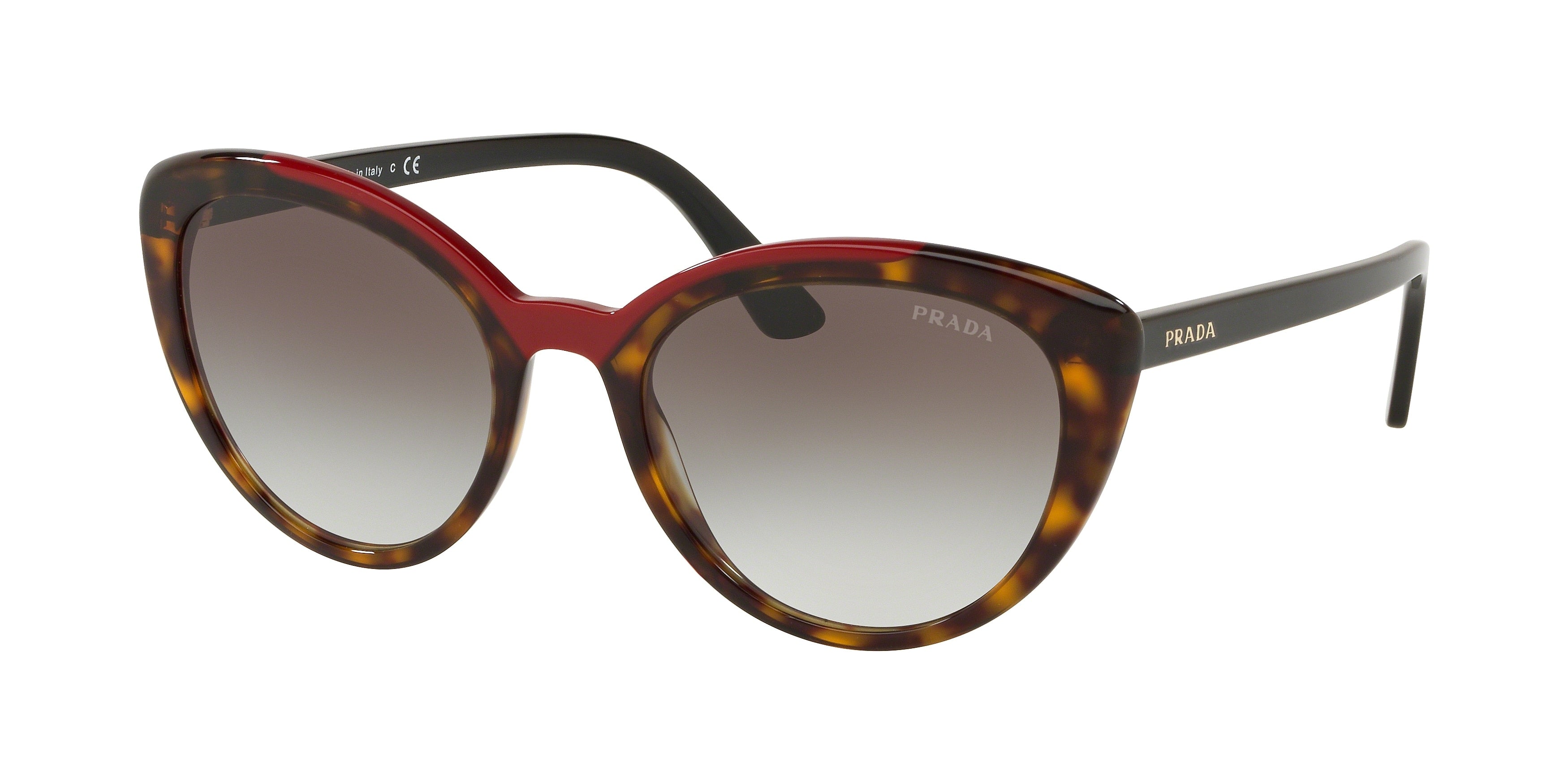 Prada CATWALK PR02VS Cat Eye Sunglasses 3200A7-Havana/Red 54-145-20 - Color Map Red