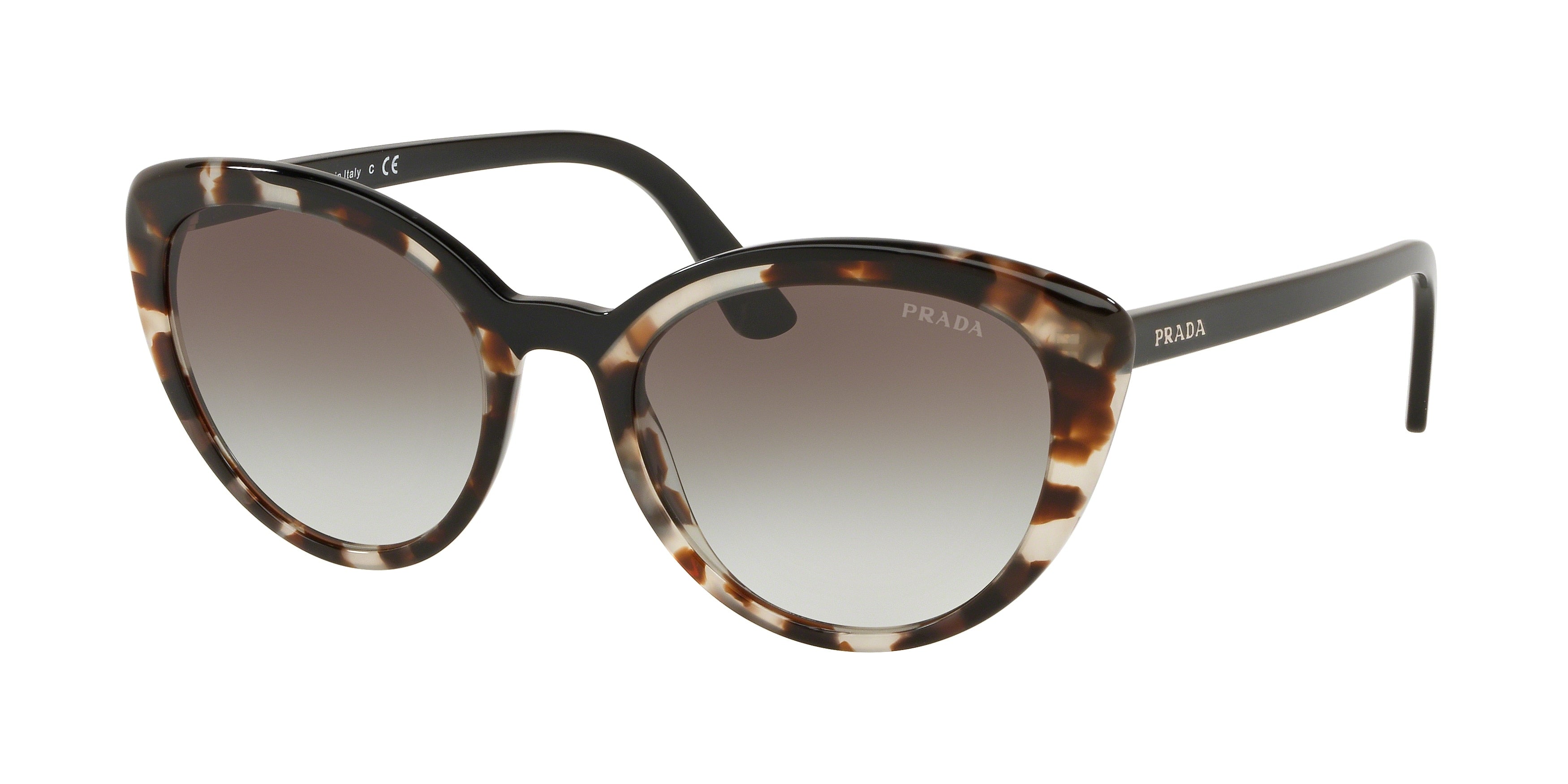 Prada CATWALK PR02VS Cat Eye Sunglasses 3980A7-Opal Spotted Brown/Black 54-145-20 - Color Map Brown