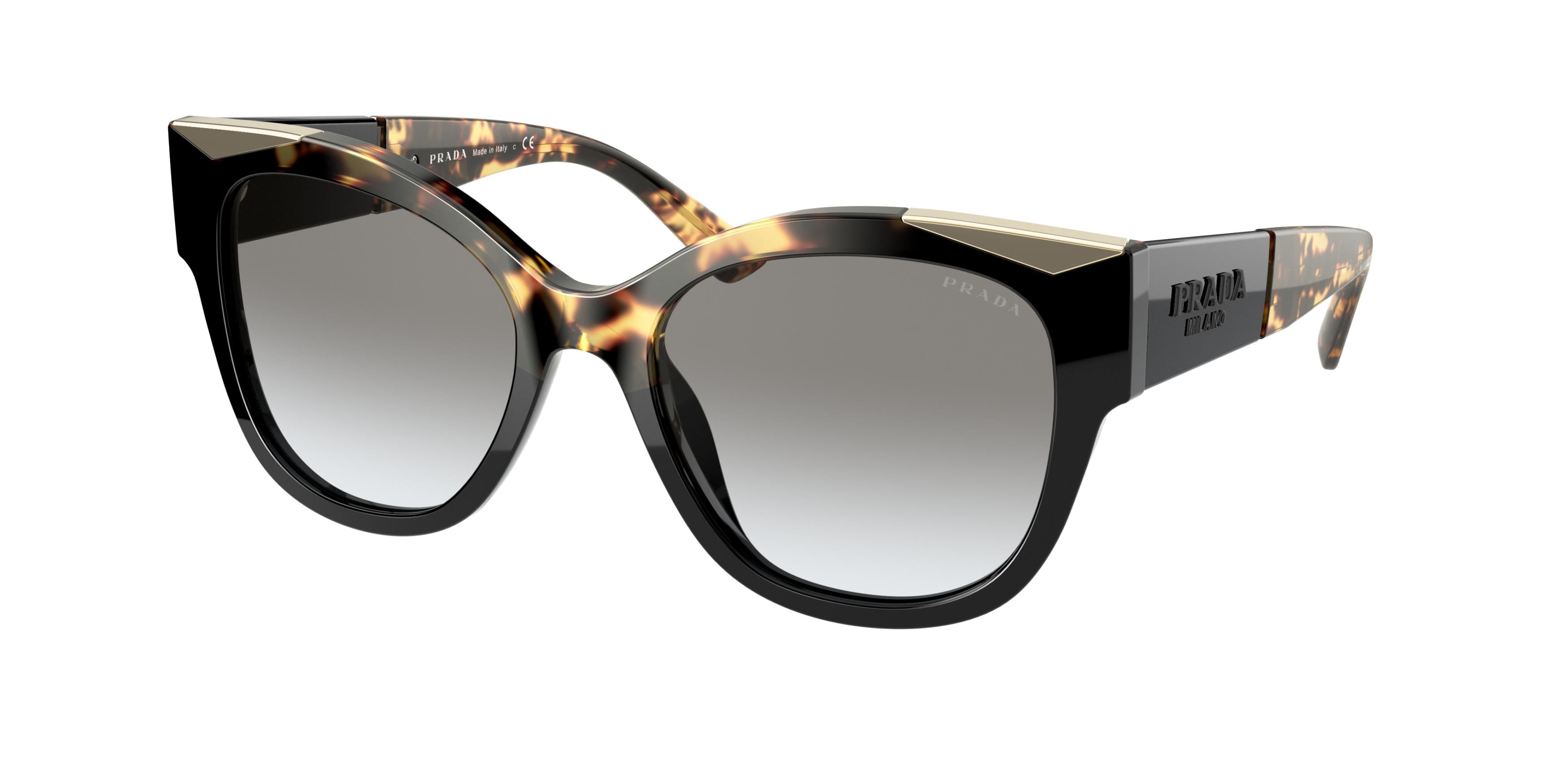 Prada PR02WS Phantos Sunglasses 01M0A7-Black/Medium Havana 54-140-19 - Color Map Black