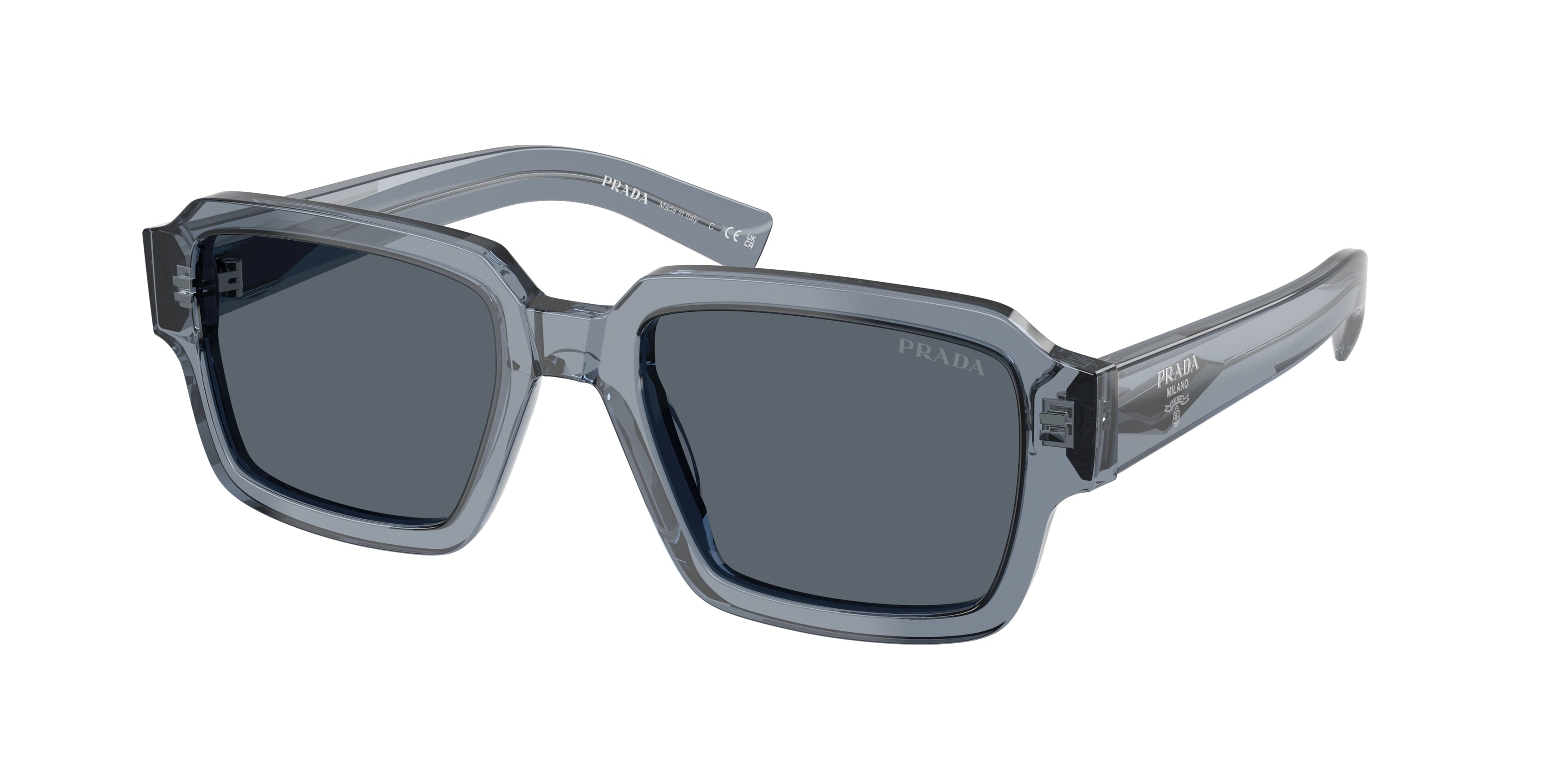 Prada PR02ZSF Square Sunglasses 17T07T-Transparent Ocean 54-140-19 - Color Map Blue