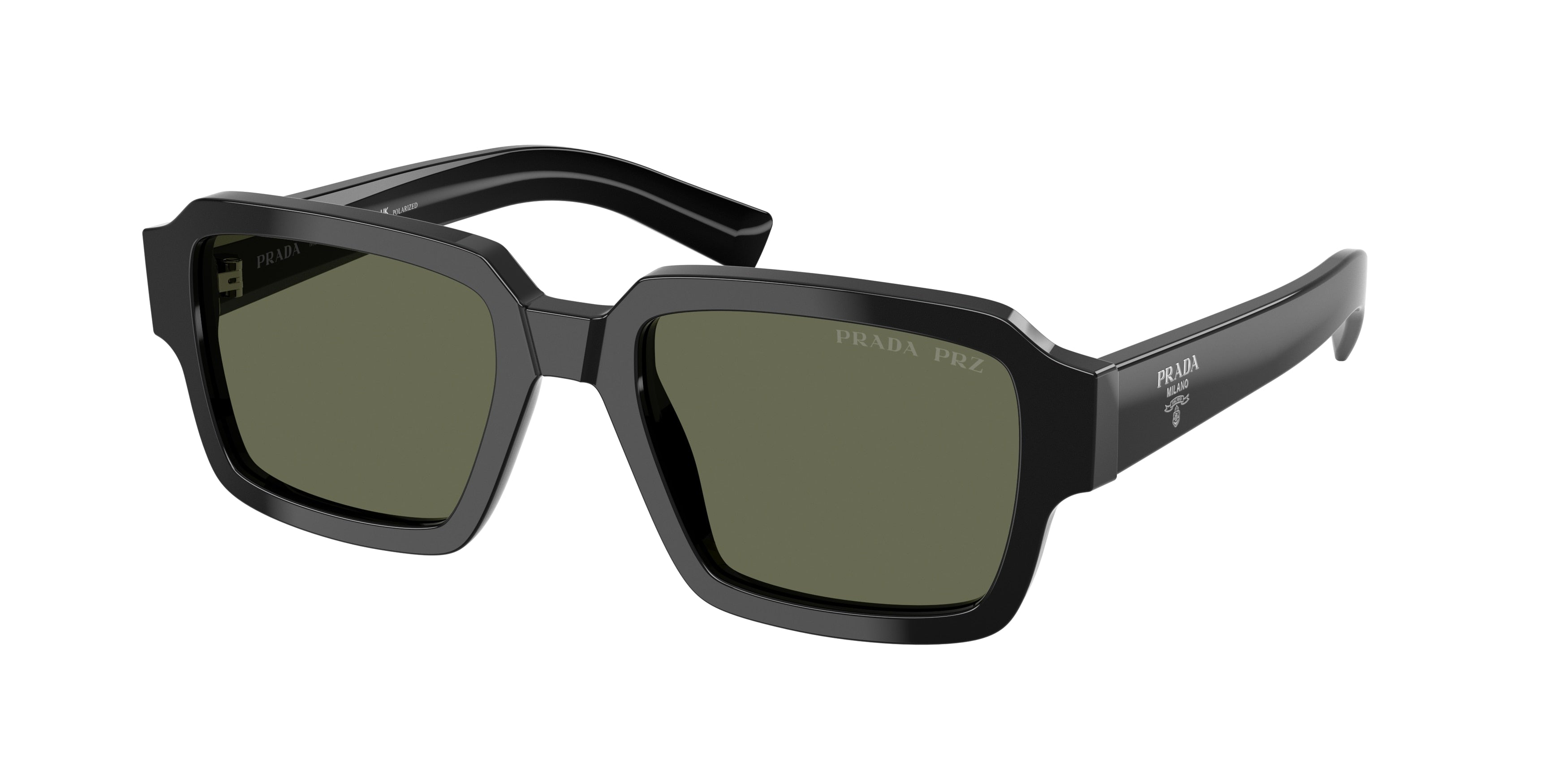 Prada PR02ZSF Square Sunglasses 1AB03R-Black 54-140-19 - Color Map Black