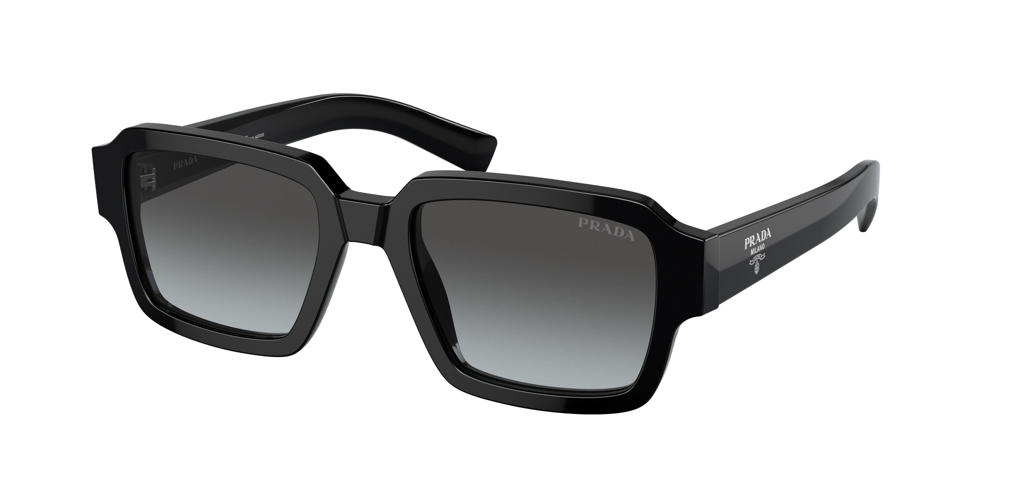Prada PR02ZSF Square Sunglasses 1AB06T-Black 54-140-19 - Color Map Black