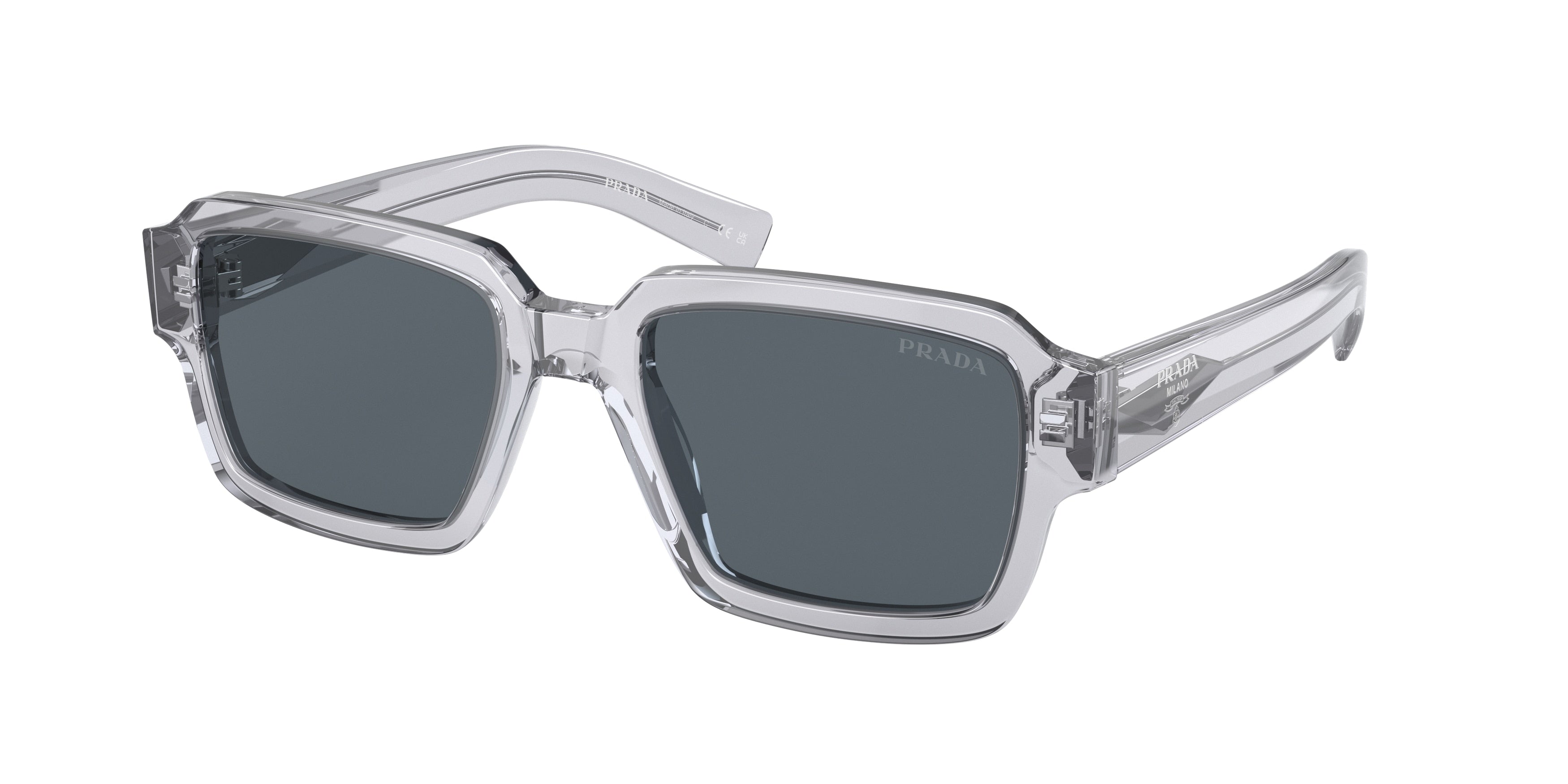 Prada PR02ZSF Square Sunglasses U430A9-Transparent Grey 54-140-19 - Color Map Grey