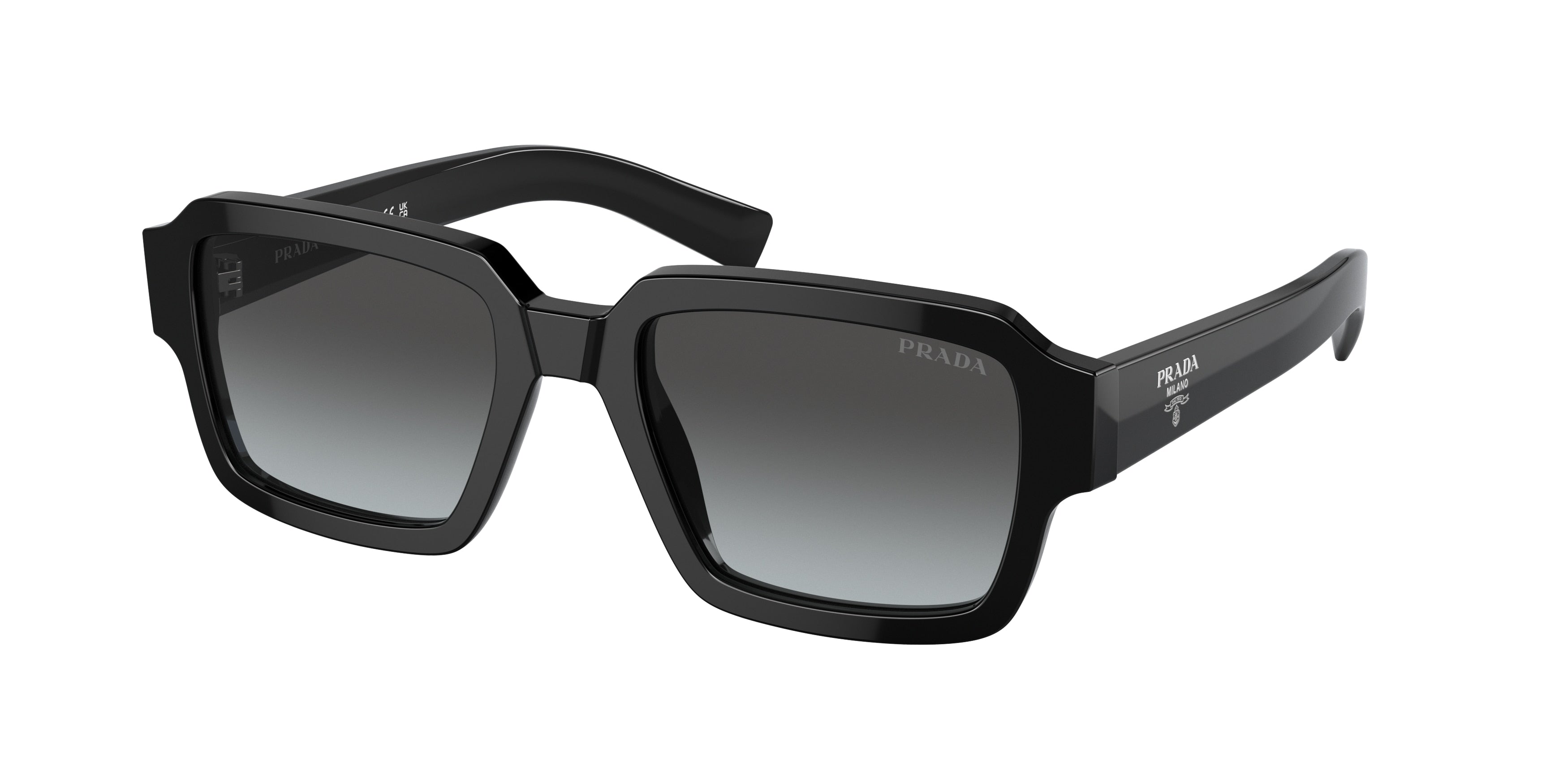 Prada PR02ZS Square Sunglasses 1AB06T-Black 52-140-20 - Color Map Black