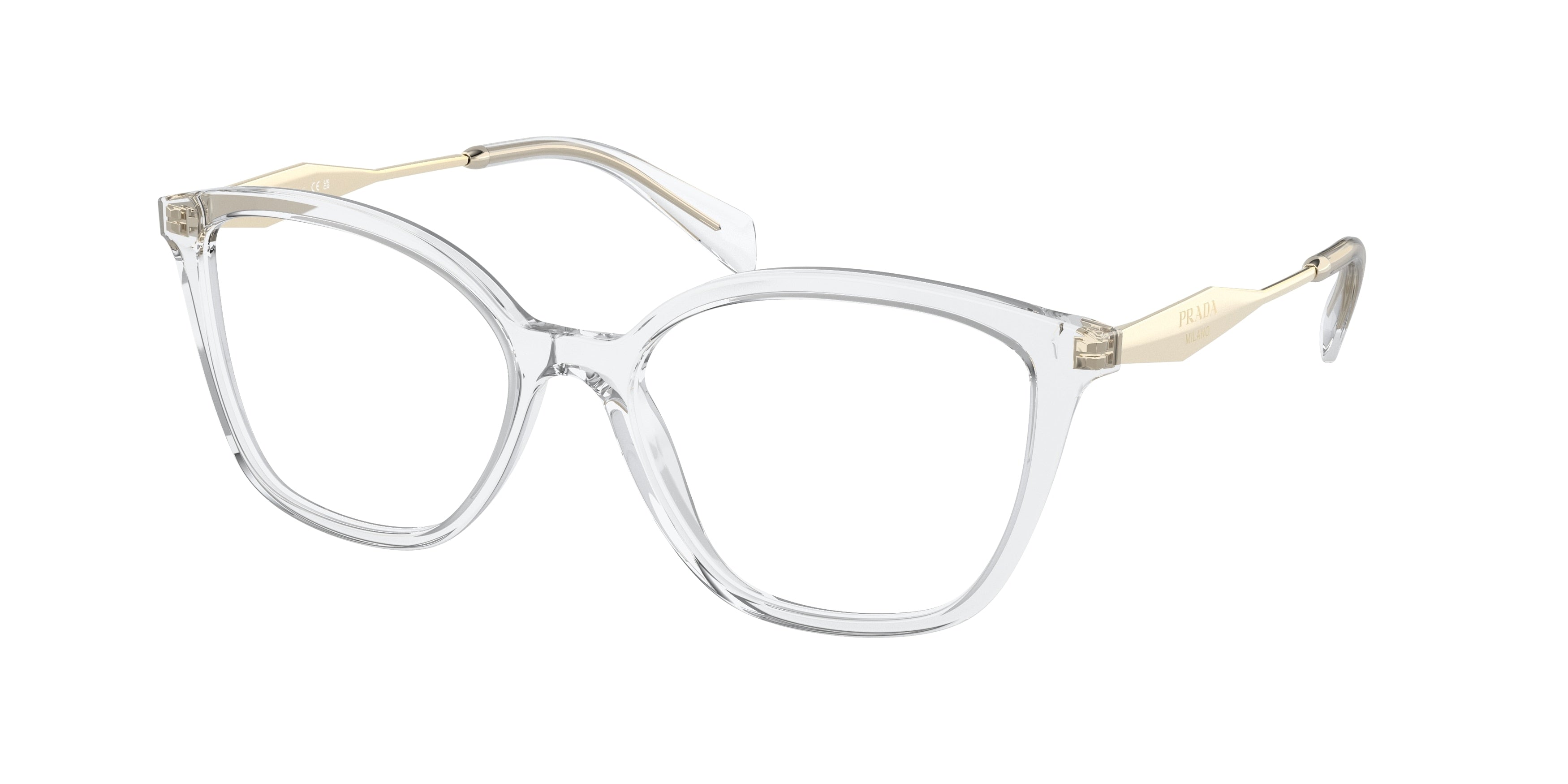 Prada PR02ZVF Butterfly Eyeglasses 2AZ1O1-Crystal 56-140-16 - Color Map Transparent