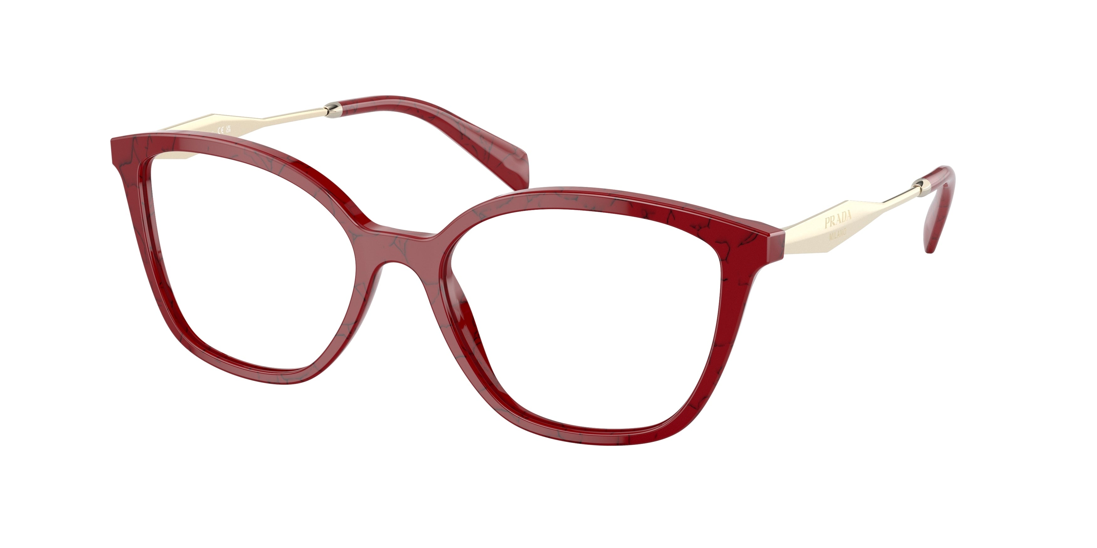 Prada PR02ZV Butterfly Eyeglasses 15D1O1-Etruscan Marble 54-140-17 - Color Map Red