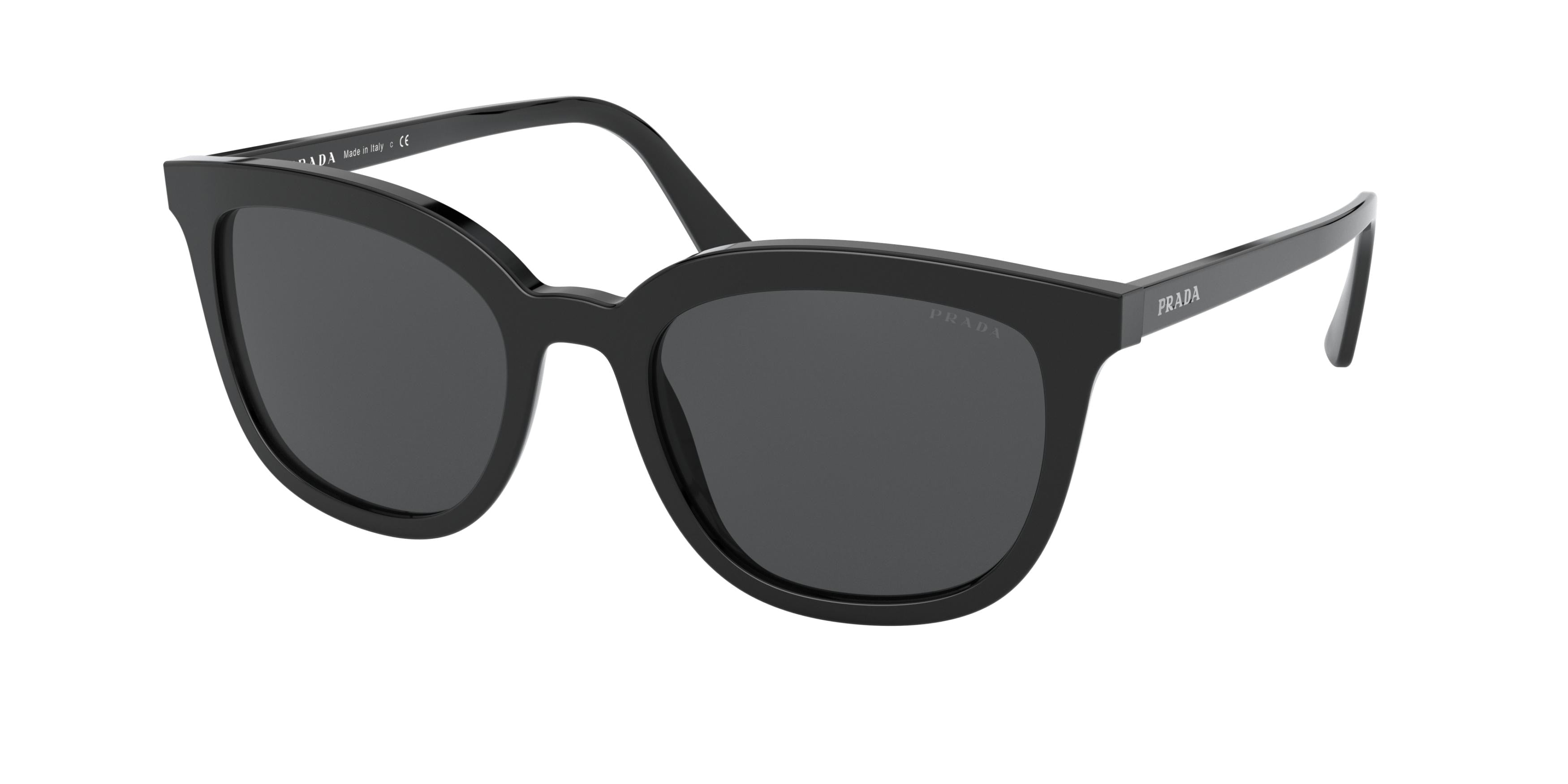 Prada HERITAGE PR03XS Rectangle Sunglasses 1AB5S0-Black 53-145-20 - Color Map Black