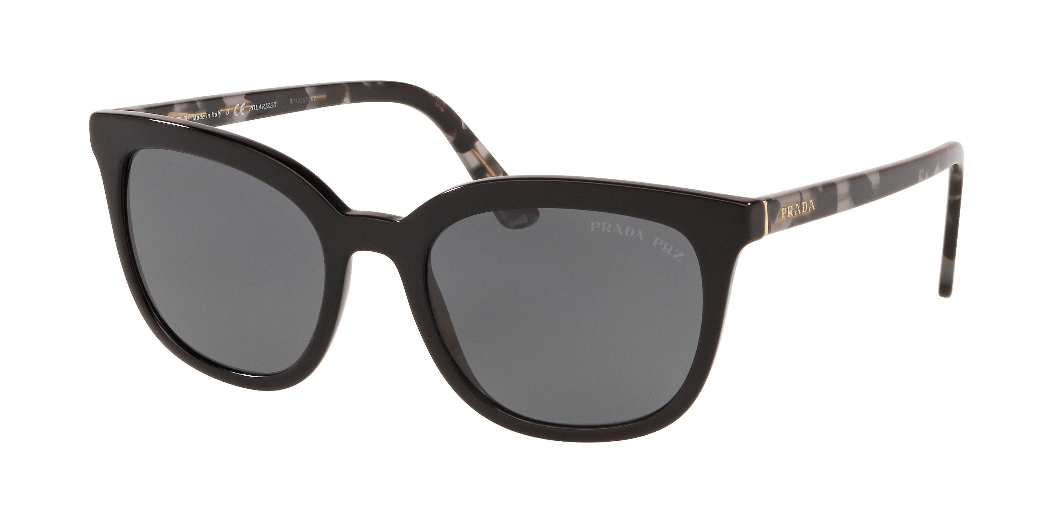 Prada HERITAGE PR03XS Rectangle Sunglasses 1AB5Z1-Black 53-145-20 - Color Map Black