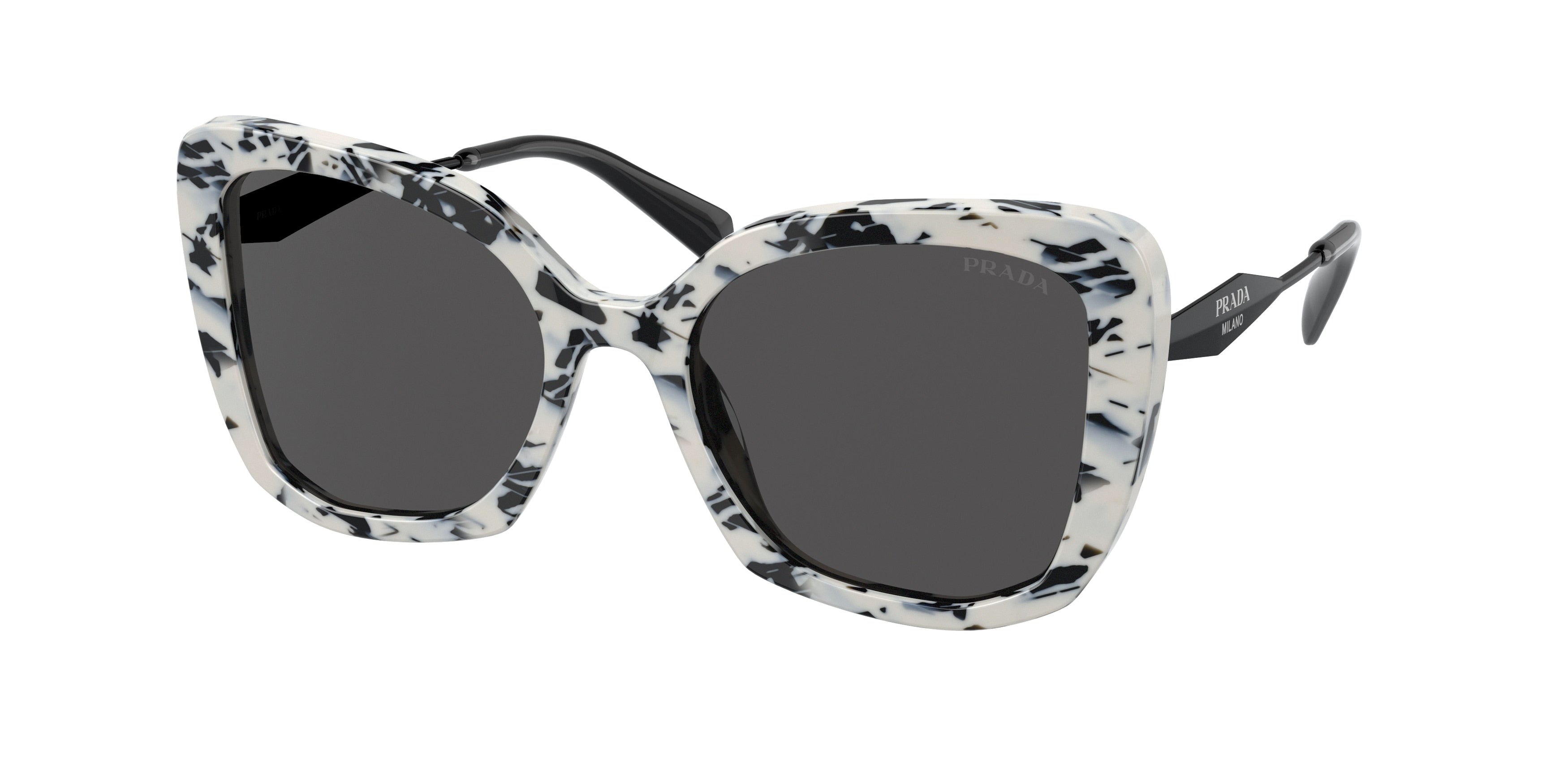 Prada PR03YS Butterfly Sunglasses 02Y5S0-Abstract Talc 53-140-19 - Color Map White