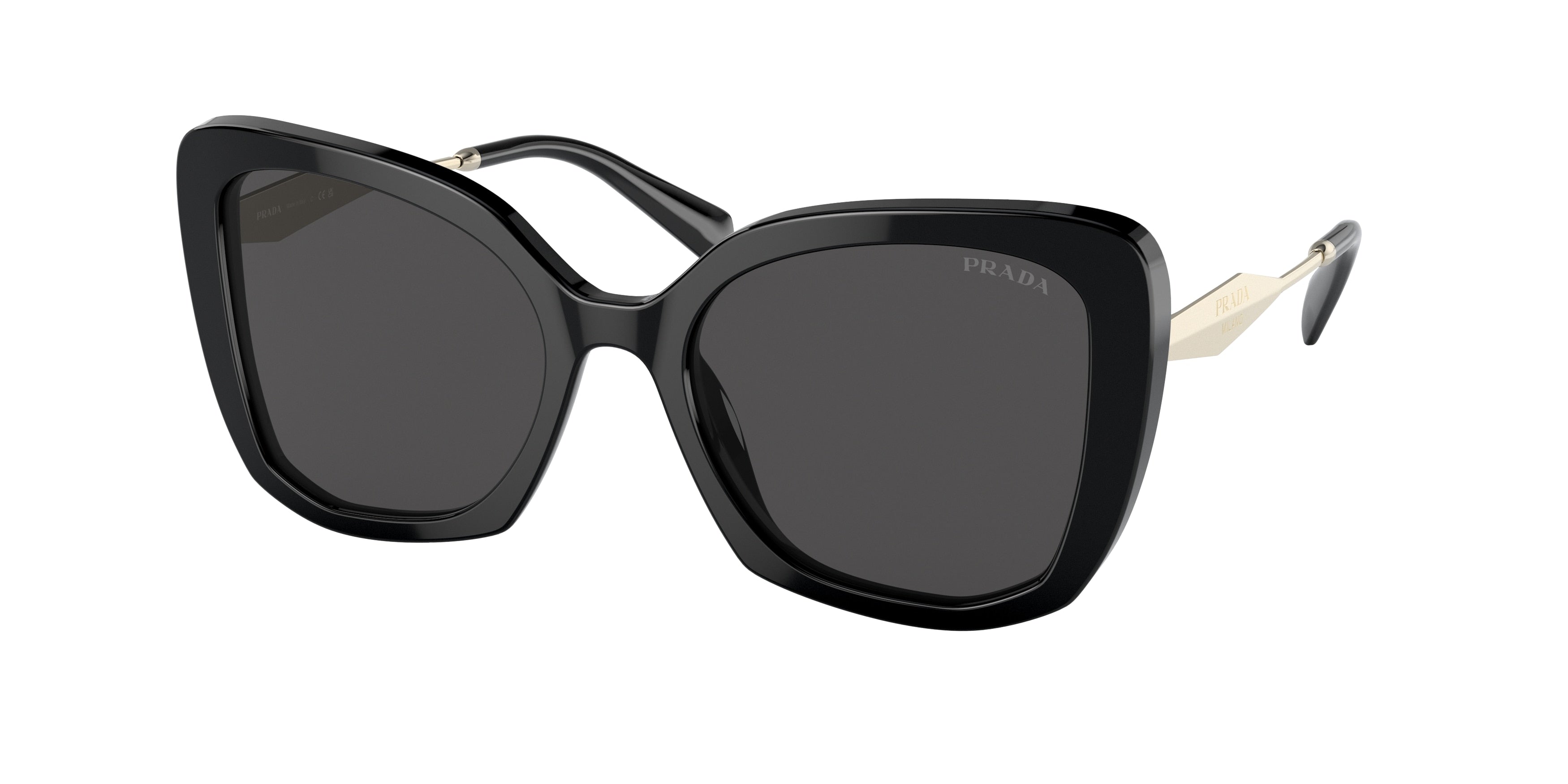 Prada PR03YS Butterfly Sunglasses 1AB5S0-Black 53-140-19 - Color Map Black