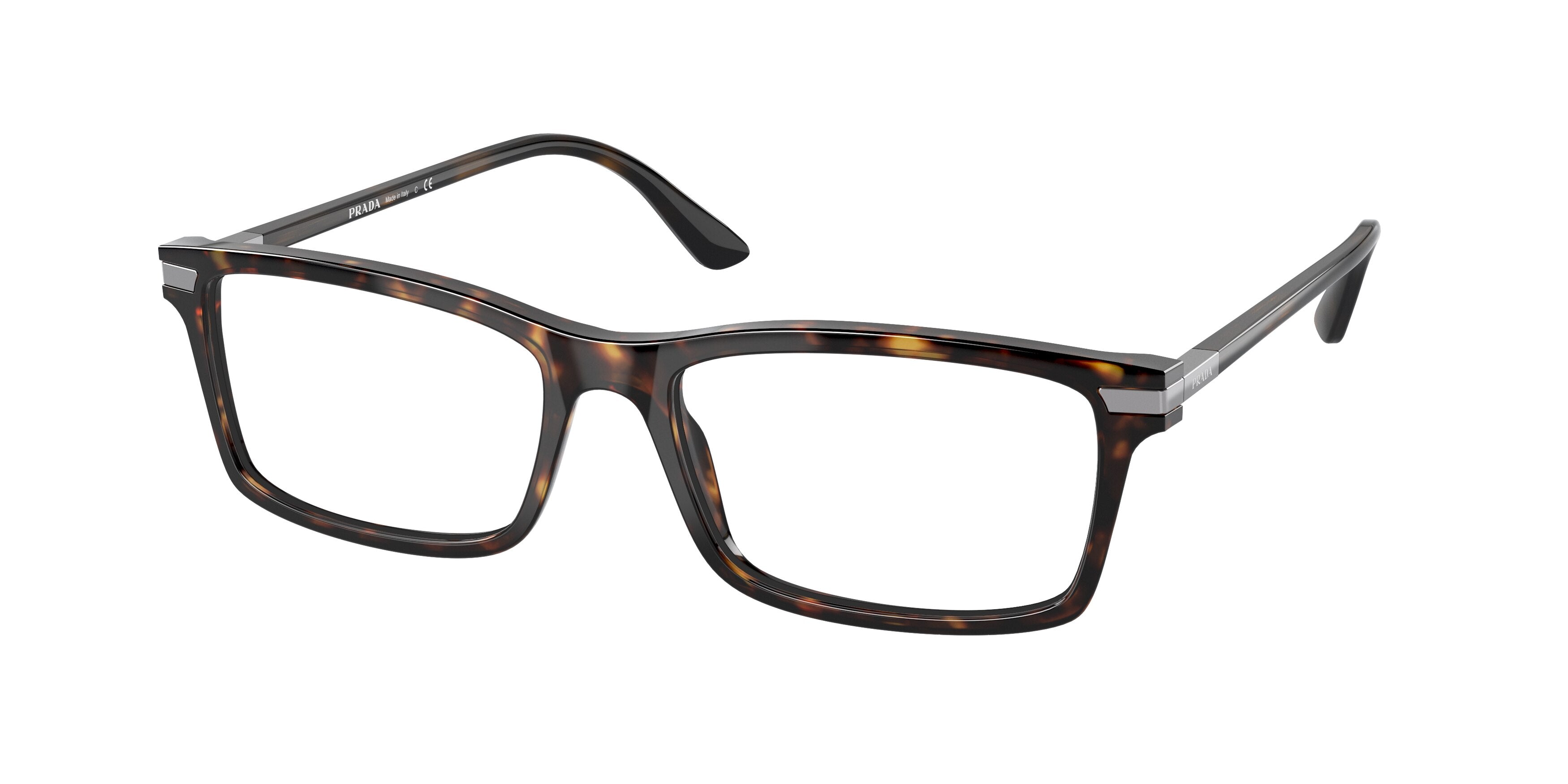 Prada PR03YV Rectangle Eyeglasses 2AU1O1-Tortoise 56-150-17 - Color Map Tortoise