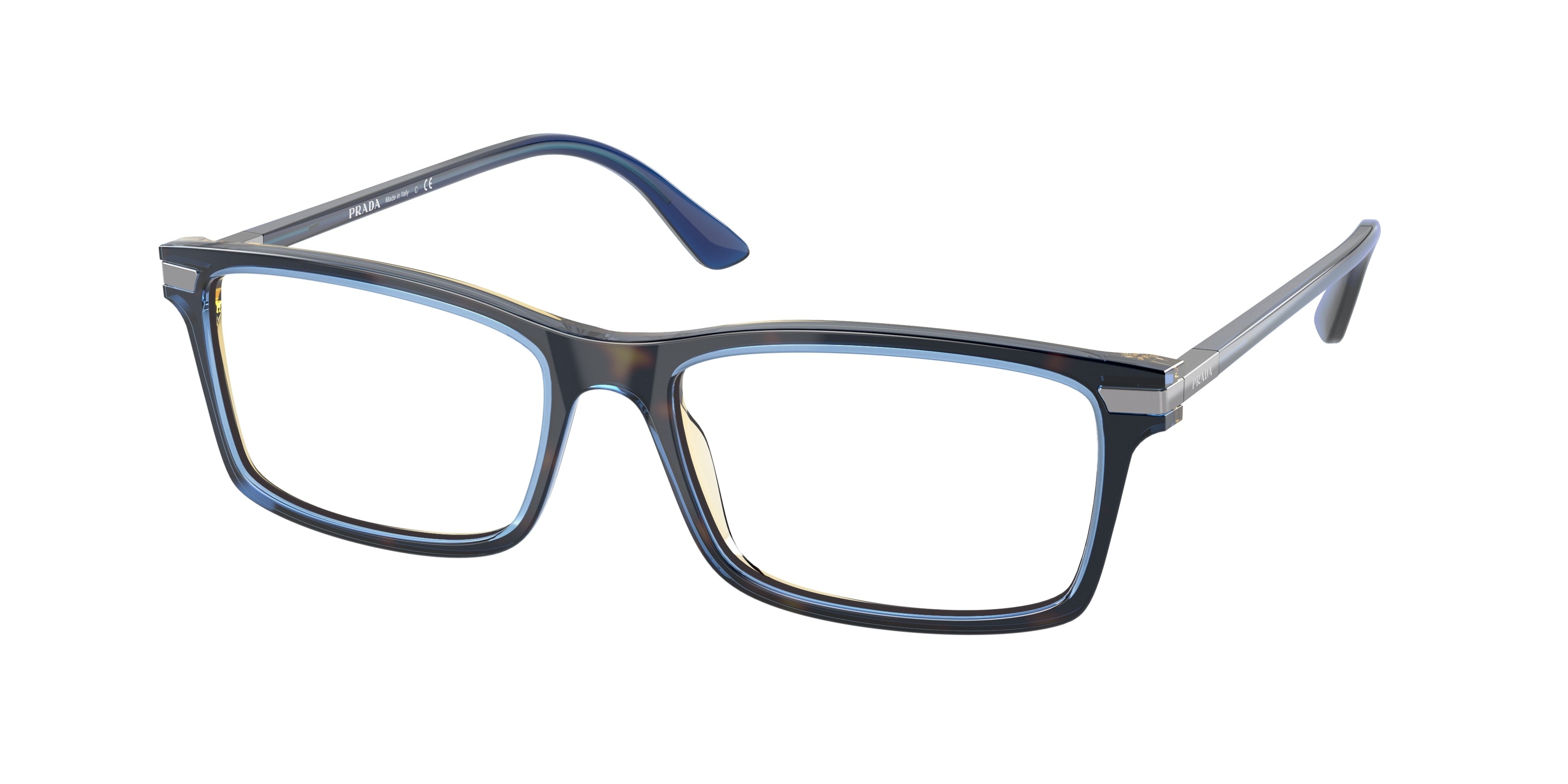 Prada PR03YV Rectangle Eyeglasses ZXH1O1-Denim Tortoise 56-150-17 - Color Map Tortoise