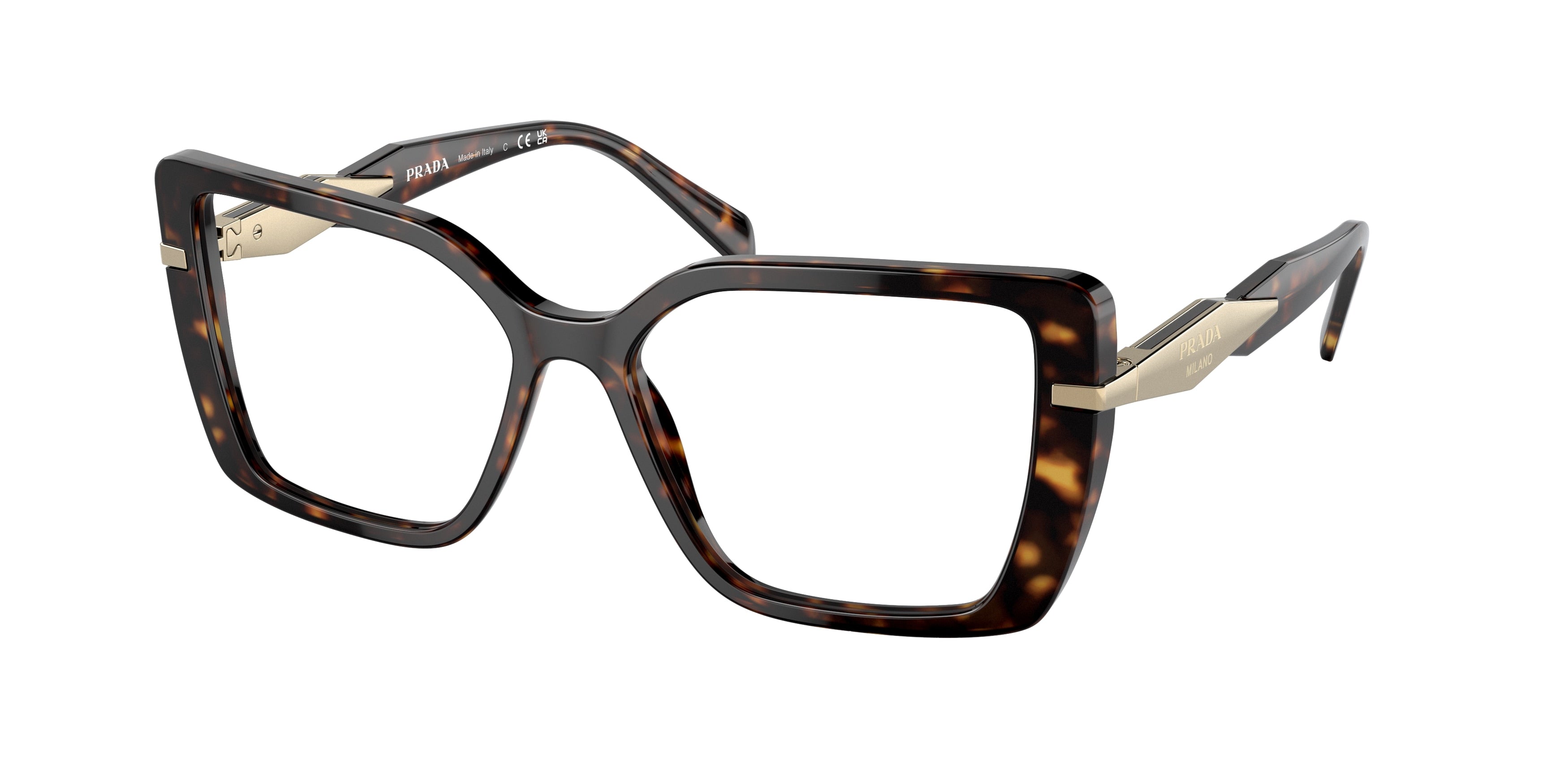 Prada PR03ZV Pillow Eyeglasses  2AU1O1-Tortoise 55-140-16 - Color Map Tortoise