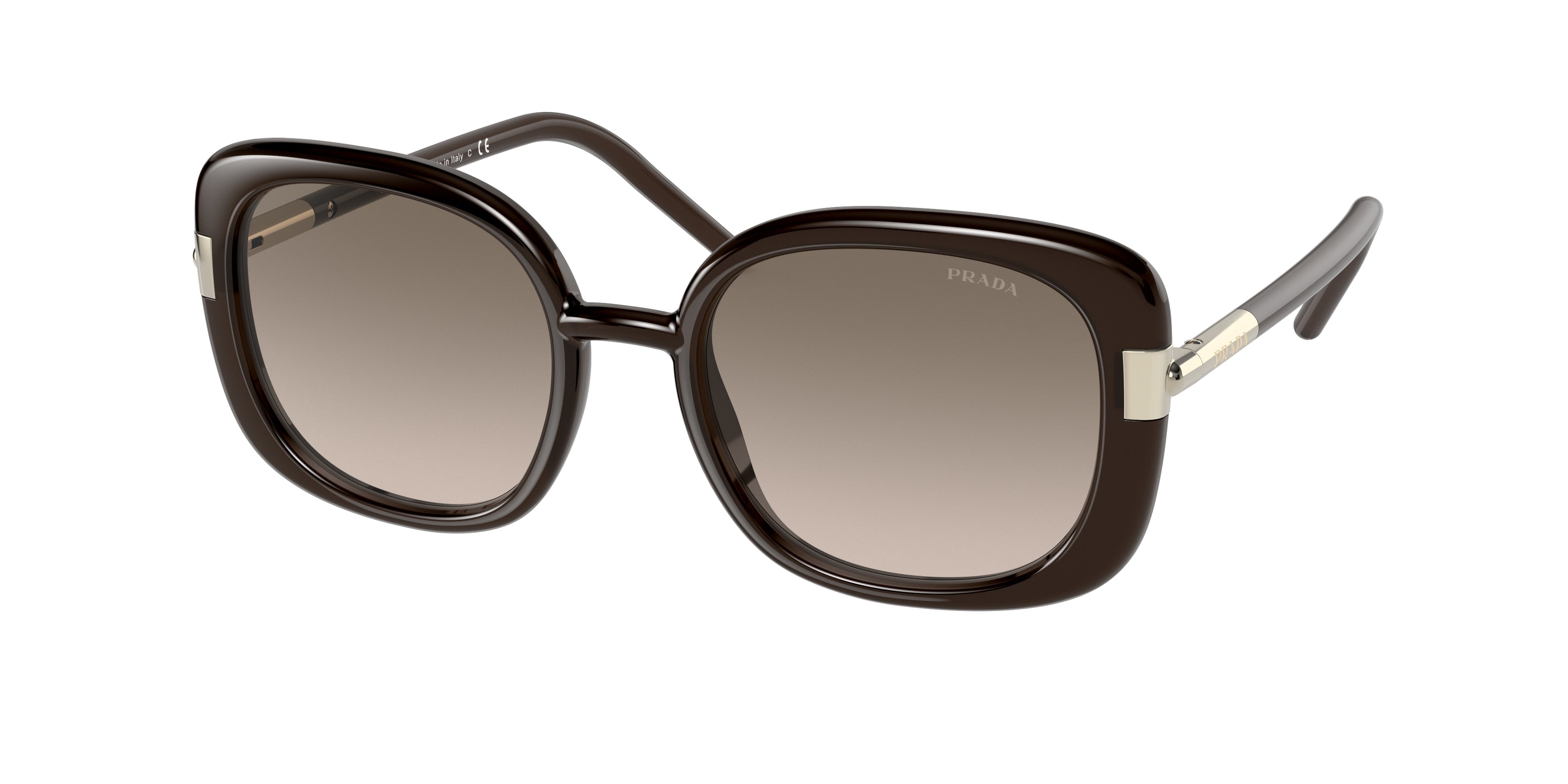 Prada PR04WS Rectangle Sunglasses 05M3D0-Crystal Dark Brown 53-140-20 - Color Map Brown