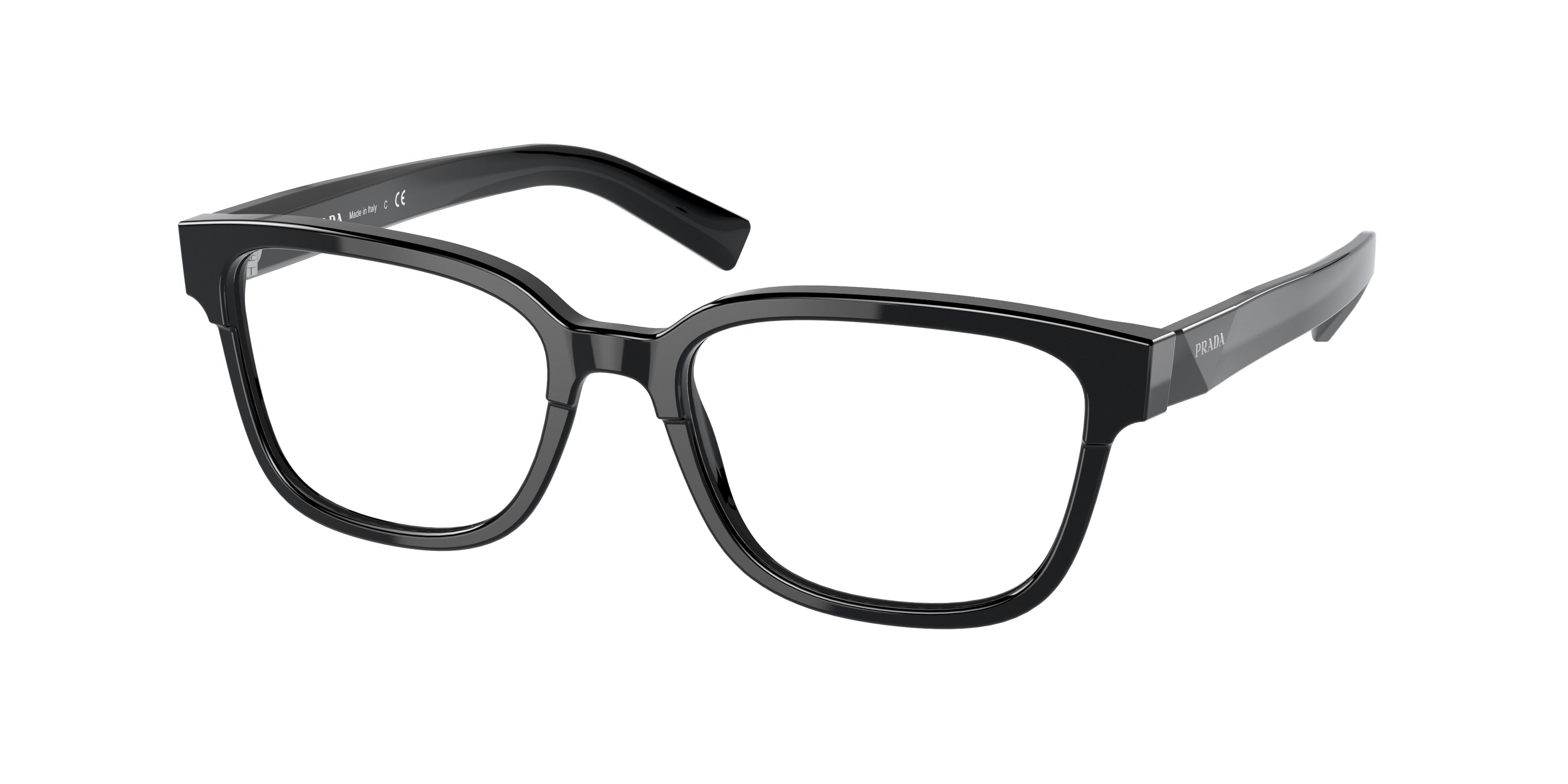 Prada PR04YV Rectangle Eyeglasses 1AB1O1-Black 53-145-18 - Color Map Black