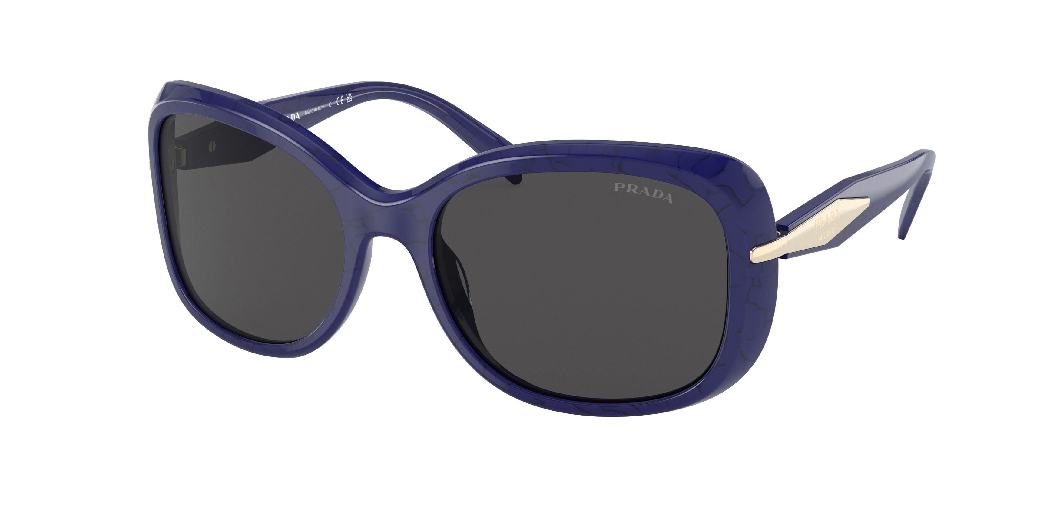 Prada PR04ZS Rectangle Sunglasses 18D5S0-Baltic Marble 57-135-18 - Color Map Blue