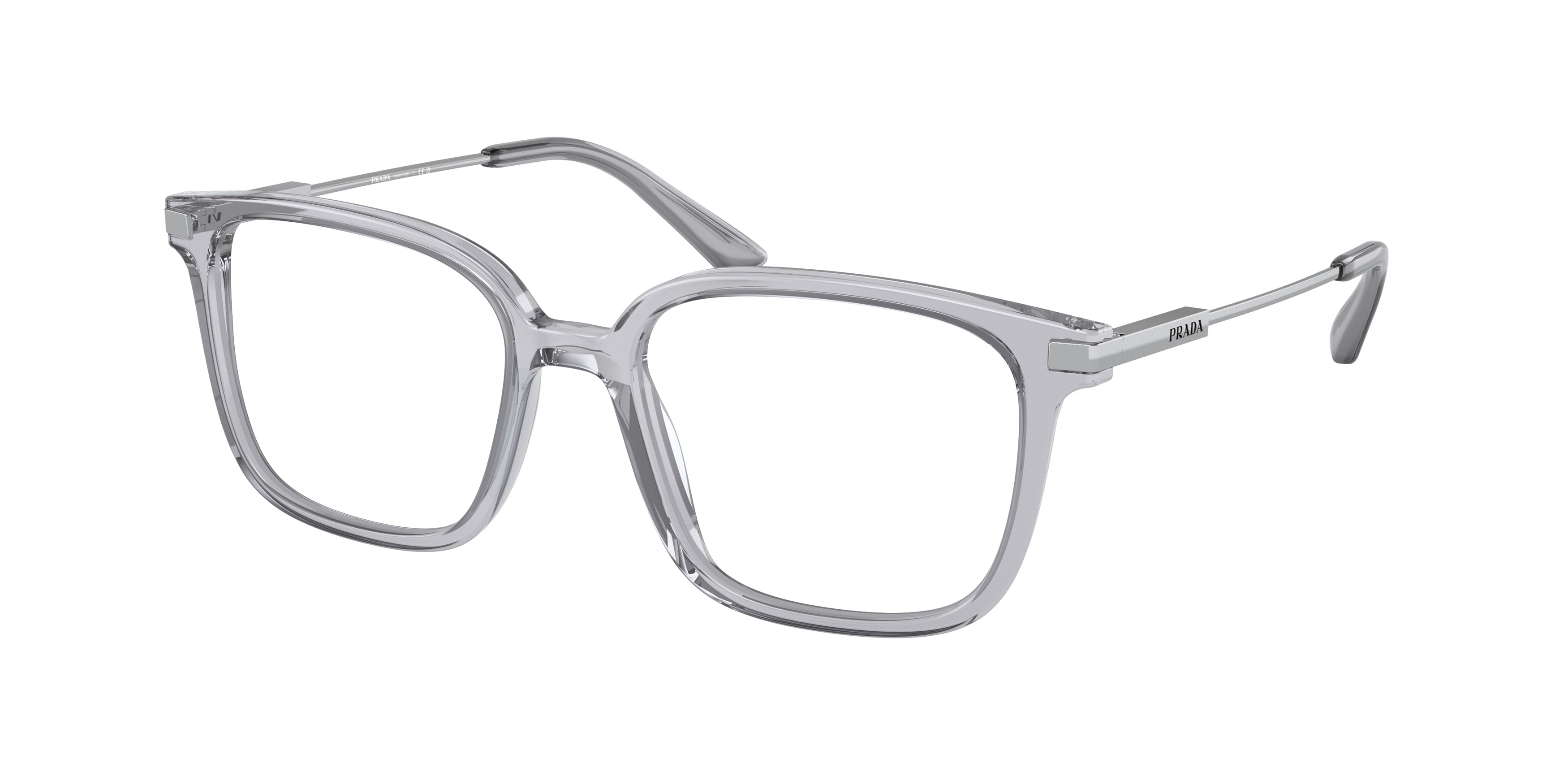 Prada PR04ZVF Pillow Eyeglasses U431O1-Grey Crystal 54-145-16 - Color Map Grey