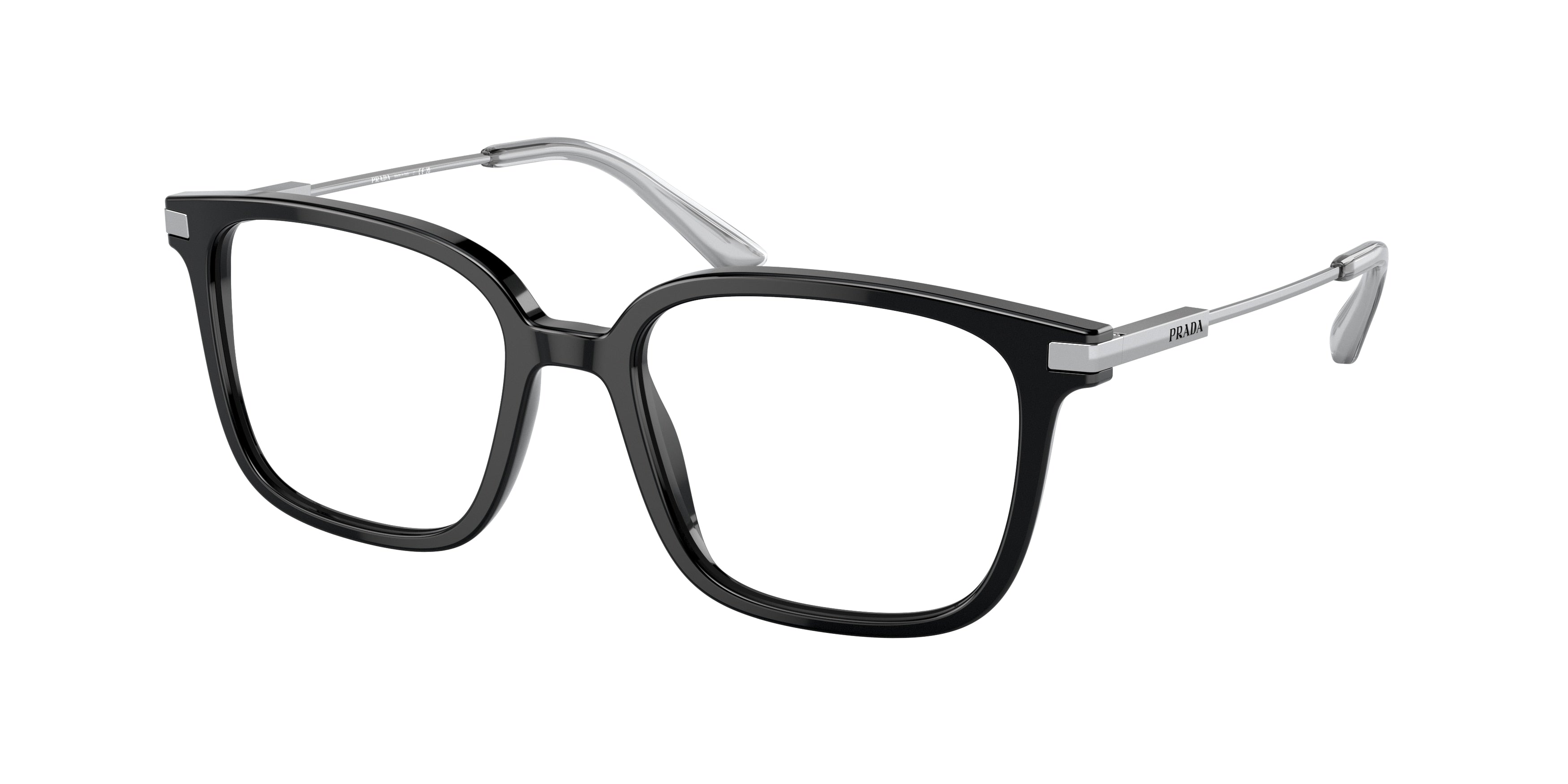 Prada PR04ZV Pillow Eyeglasses 1AB1O1-Black 52-145-18 - Color Map Black
