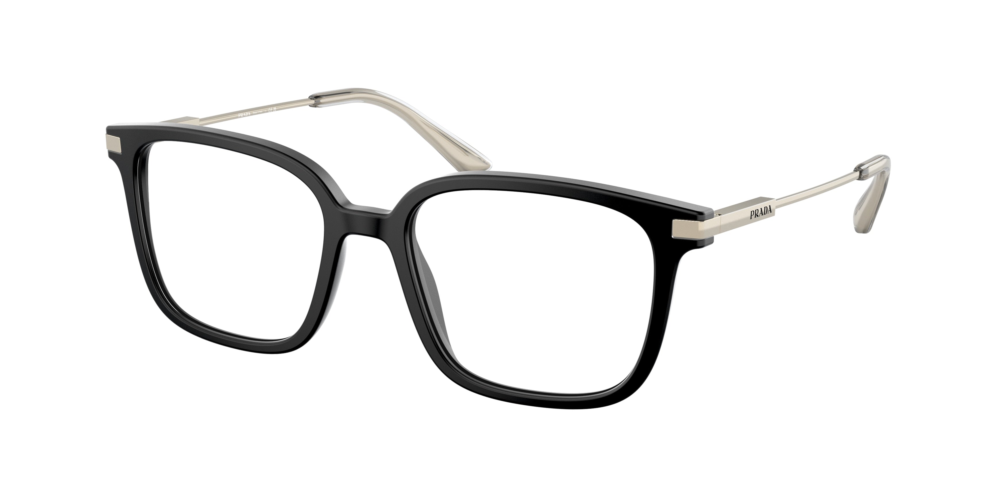 Prada PR04ZV Pillow Eyeglasses 1BO1O1-Matte Black 52-145-18 - Color Map Black