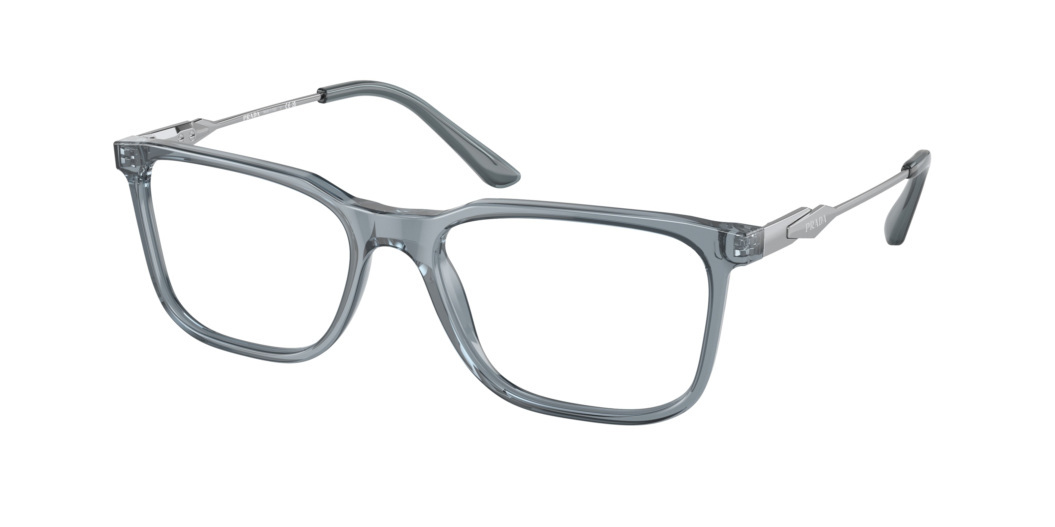 Prada PR05ZV Rectangle Eyeglasses 19F1O1-Crystal Graphite 55-140-18 - Color Map Transparent