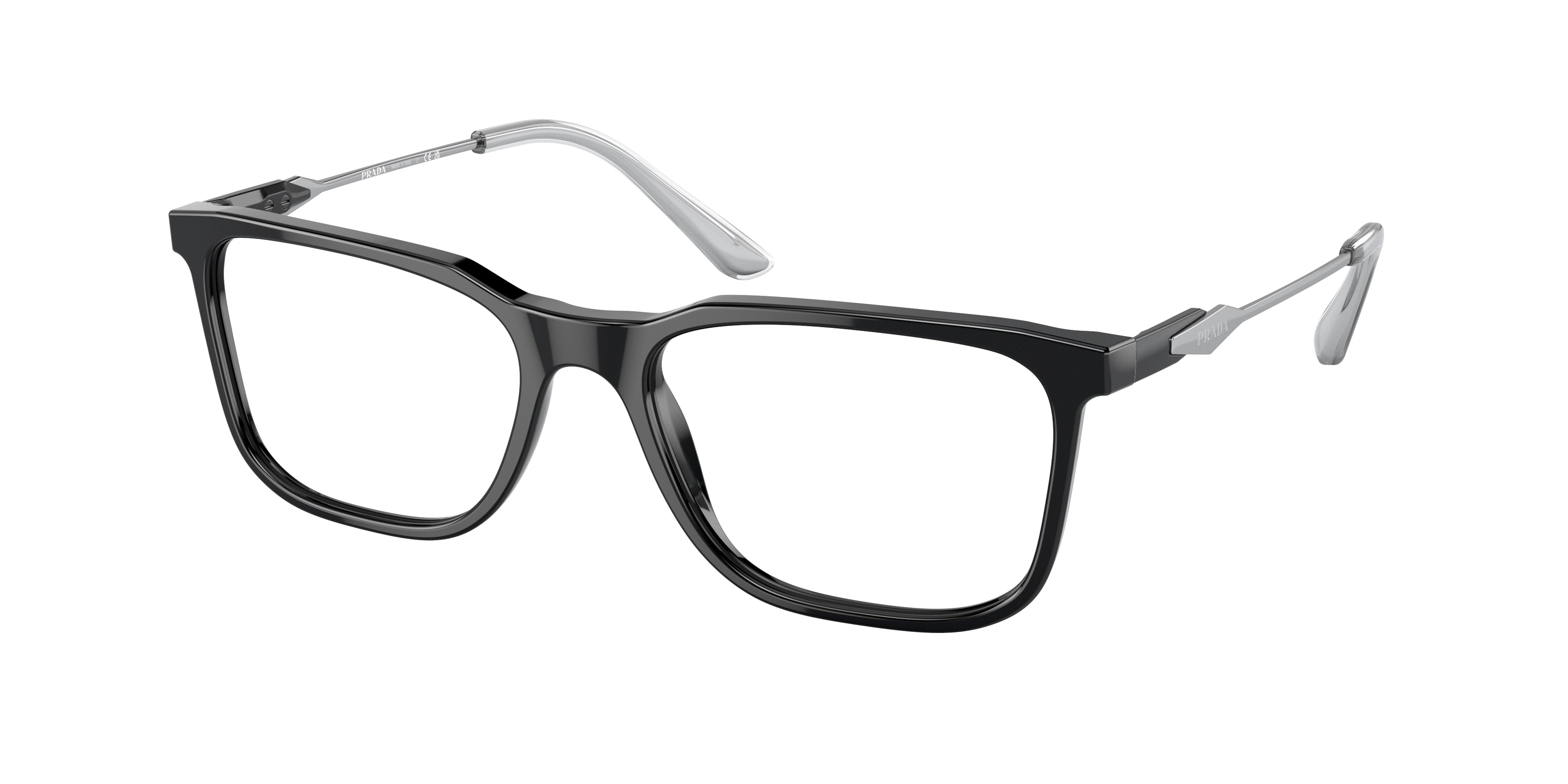 Prada PR05ZV Rectangle Eyeglasses 1AB1O1-Black 55-140-18 - Color Map Black