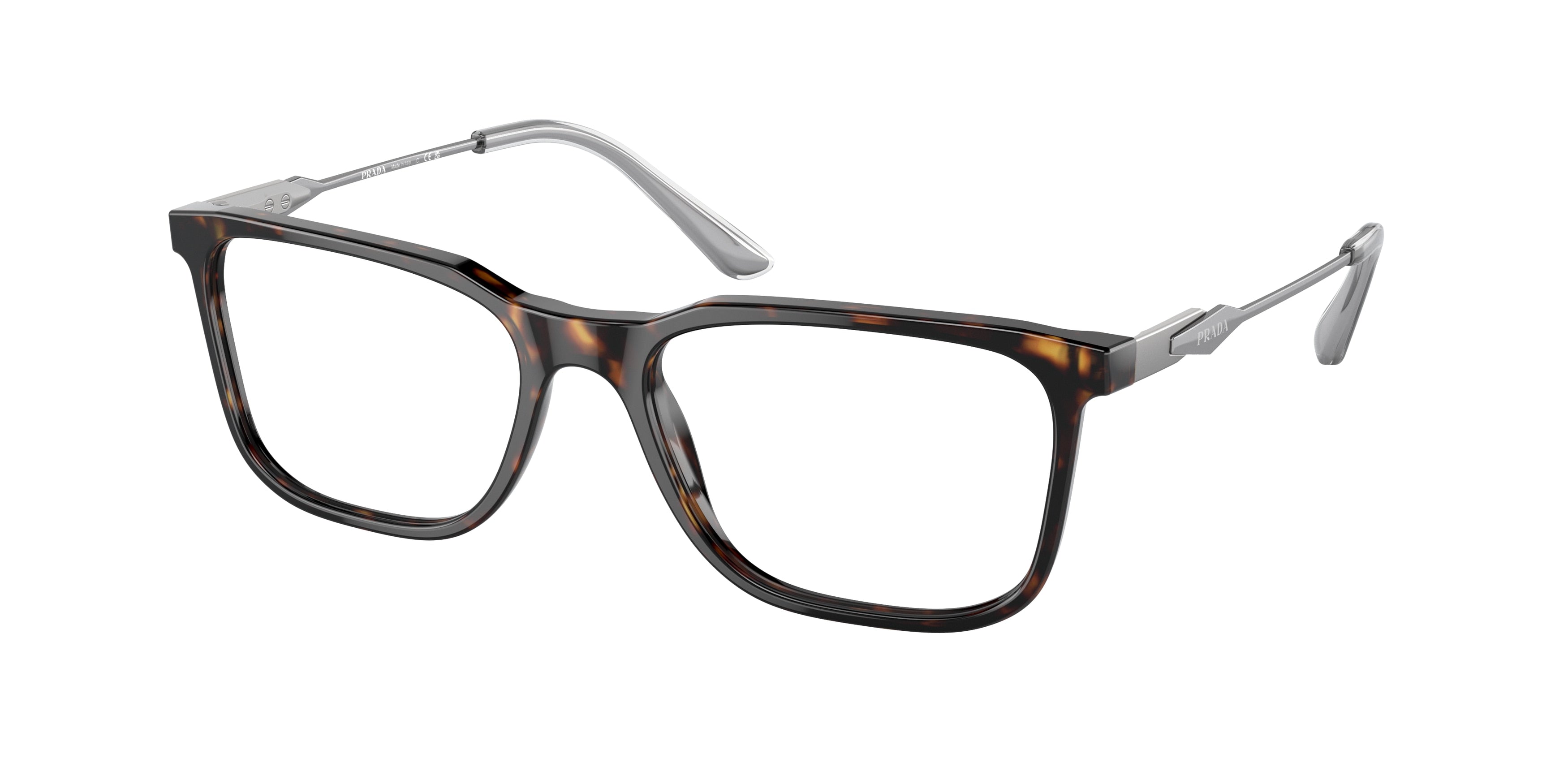 Prada PR05ZV Rectangle Eyeglasses 2AU1O1-Tortoise 55-140-18 - Color Map Tortoise
