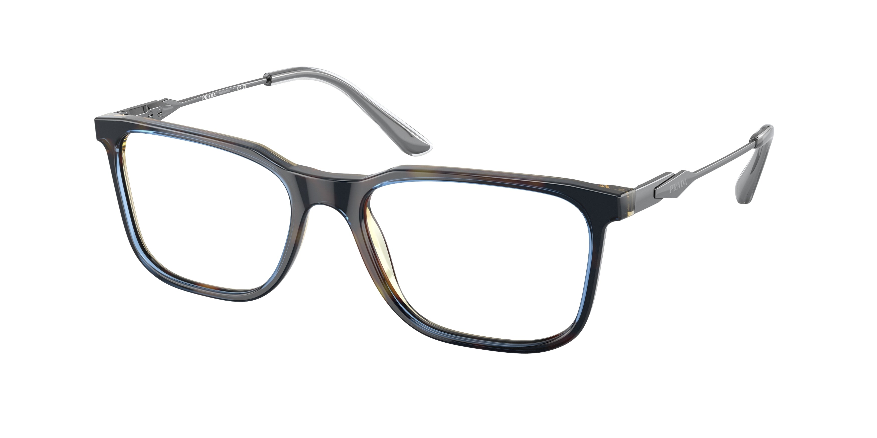 Prada PR05ZV Rectangle Eyeglasses ZXH1O1-Denim Tortoise 55-140-18 - Color Map Tortoise