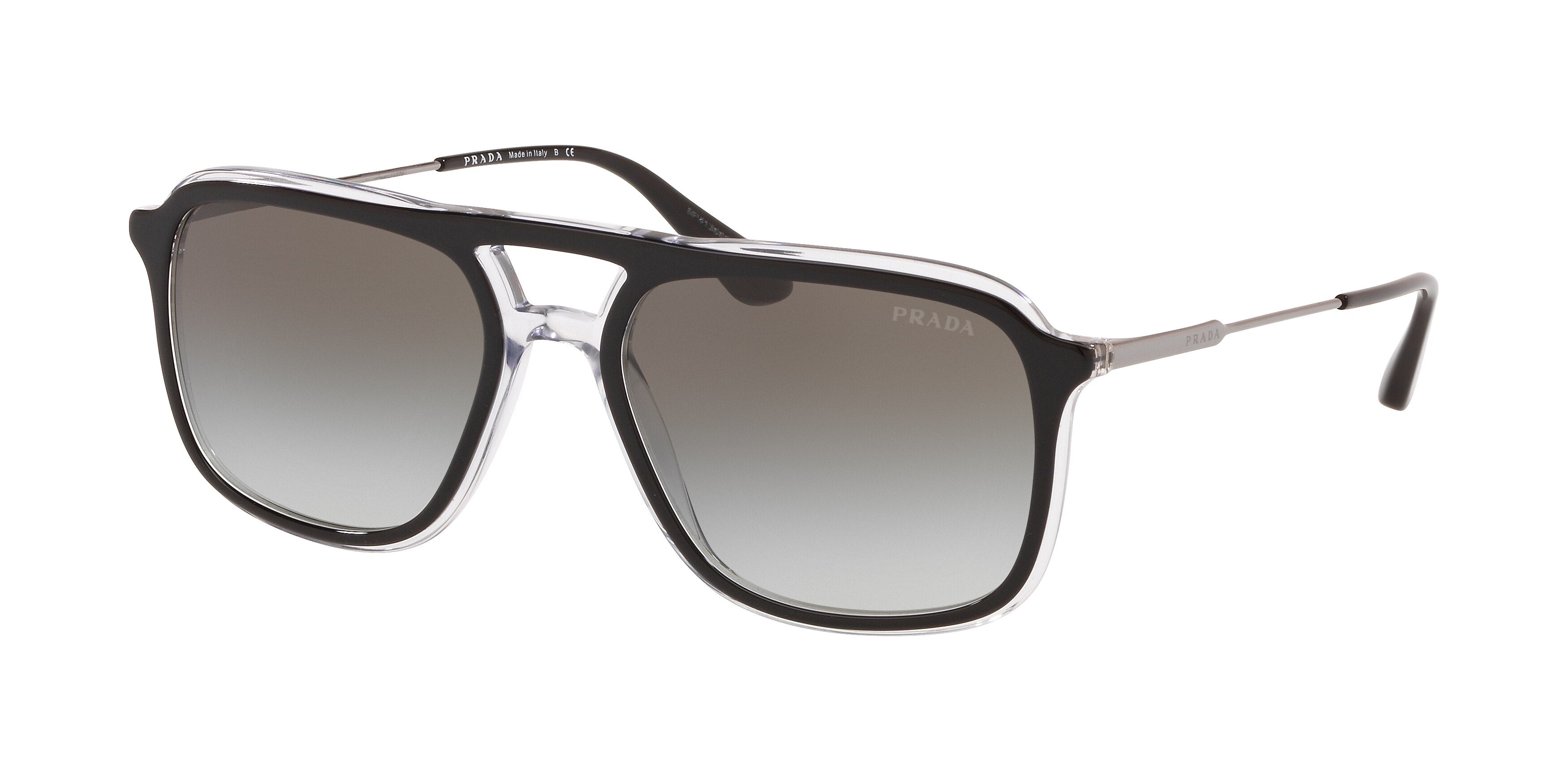 Prada CONCEPTUAL PR06VS Pillow Sunglasses 2AF0A7-Black Crystal 54-145-18 - Color Map Black