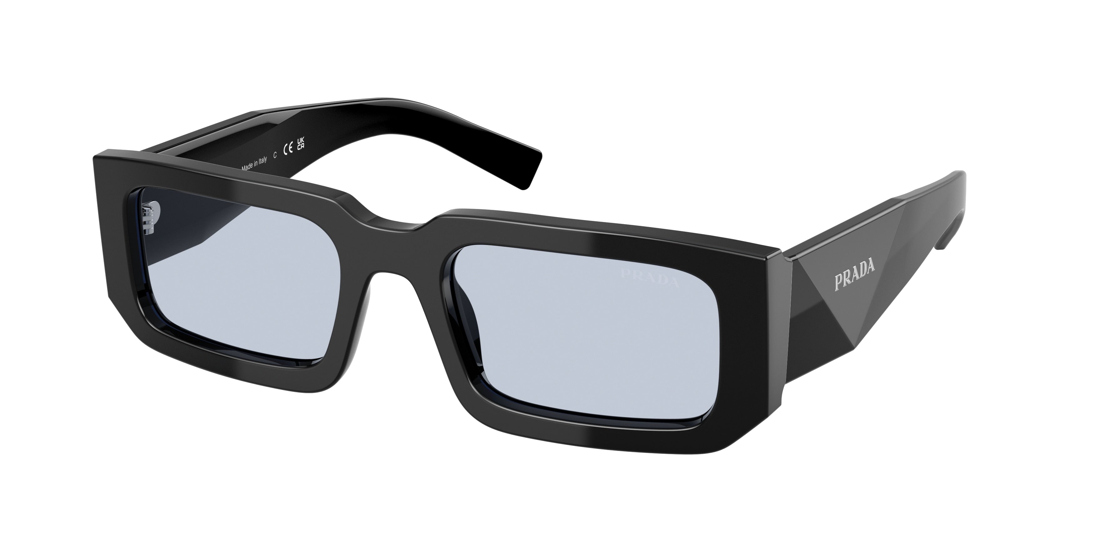 Prada PR06YS Rectangle Sunglasses  16K10L-Black 53-145-21 - Color Map Black