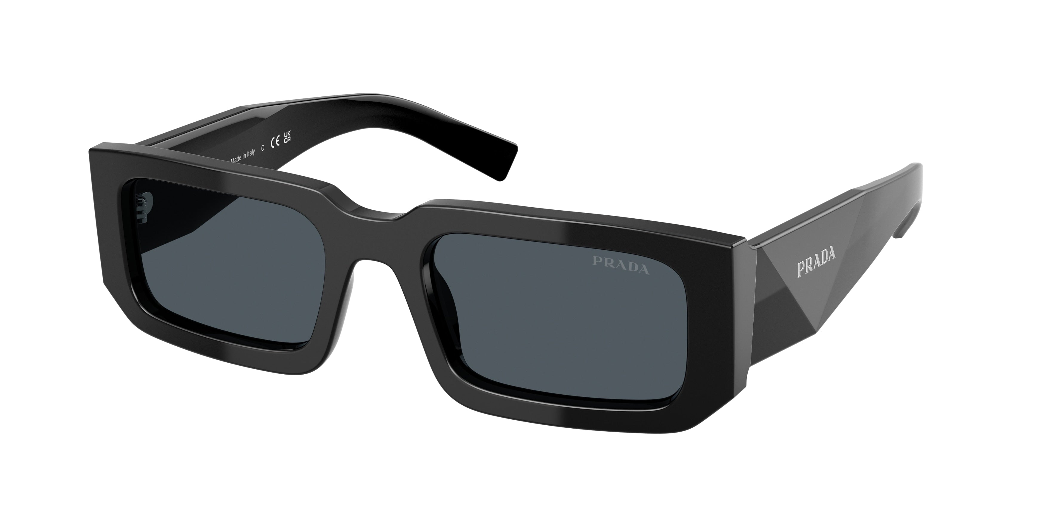 Prada PR06YS Rectangle Sunglasses 16K2K1-Black 53-145-21 - Color Map Black
