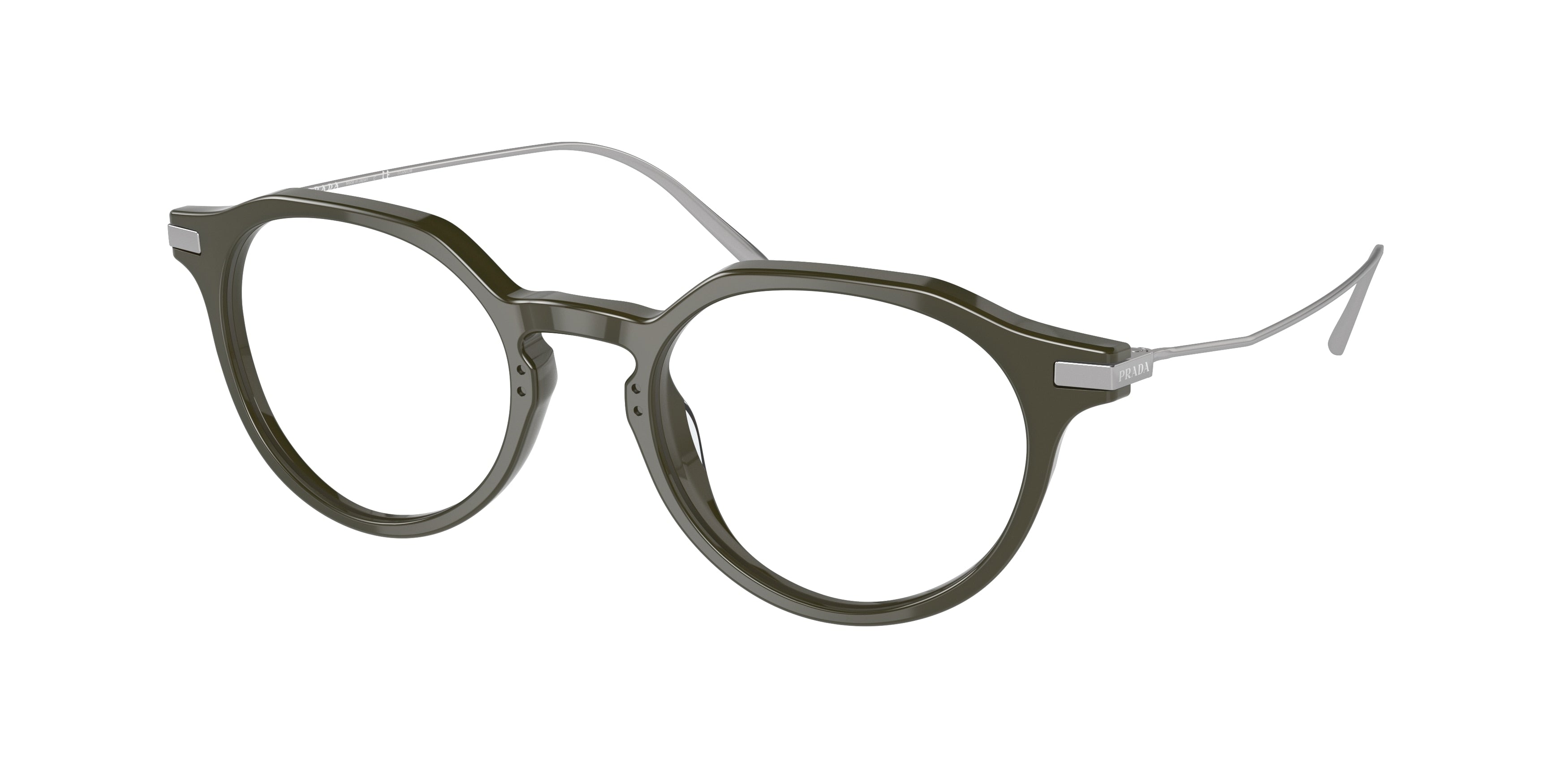 Prada PR06YV Phantos Eyeglasses  14B1O1-Opal Military 51-145-20 - Color Map Green