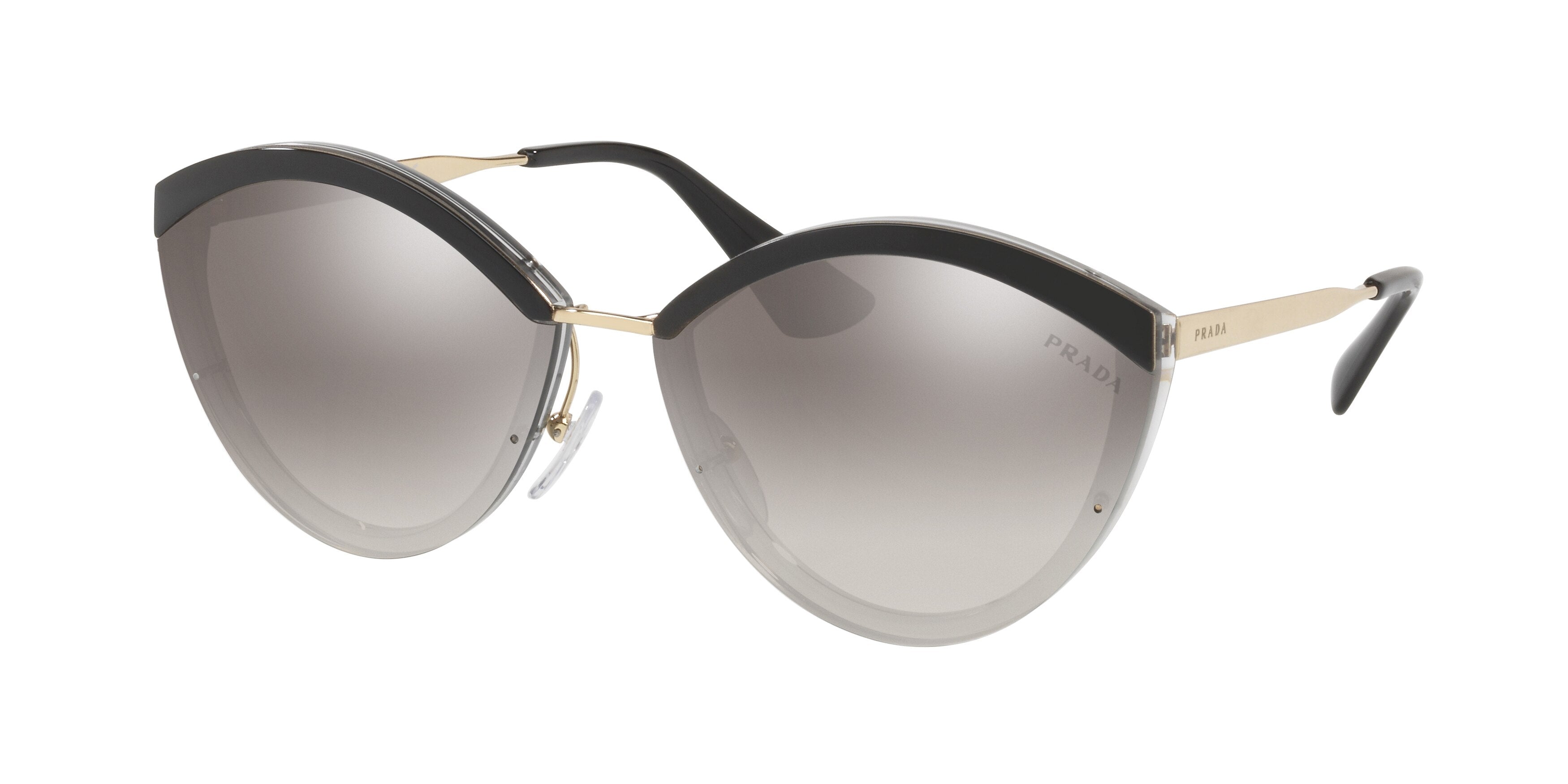 Prada CATWALK PR07US Oval Sunglasses U435O0-Pale Gold/Black/Grey 64-140-14 - Color Map Gold