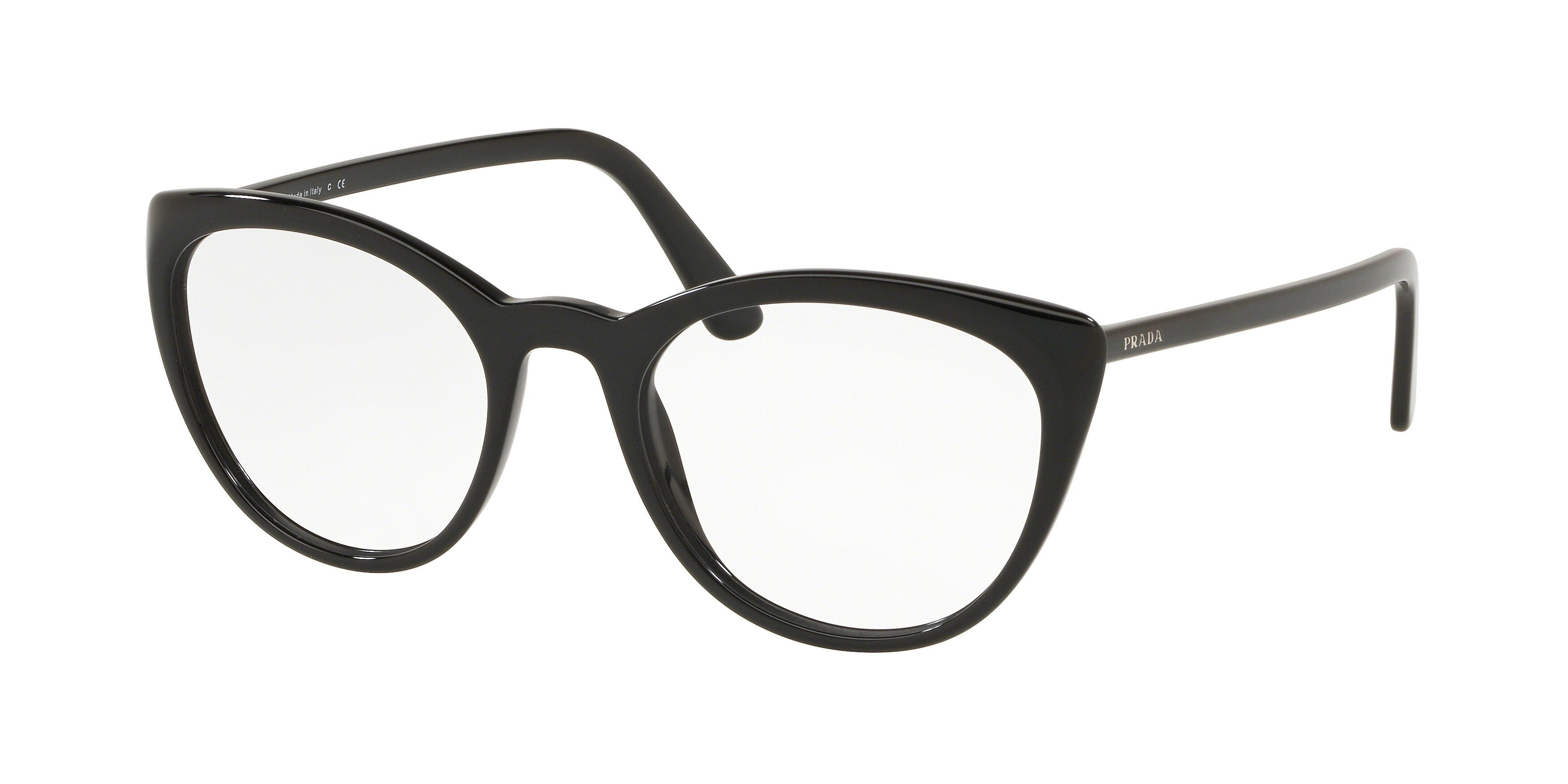 Prada CATWALK PR07VV Butterfly Eyeglasses 1AB1O1-Black 53-145-20 - Color Map Black