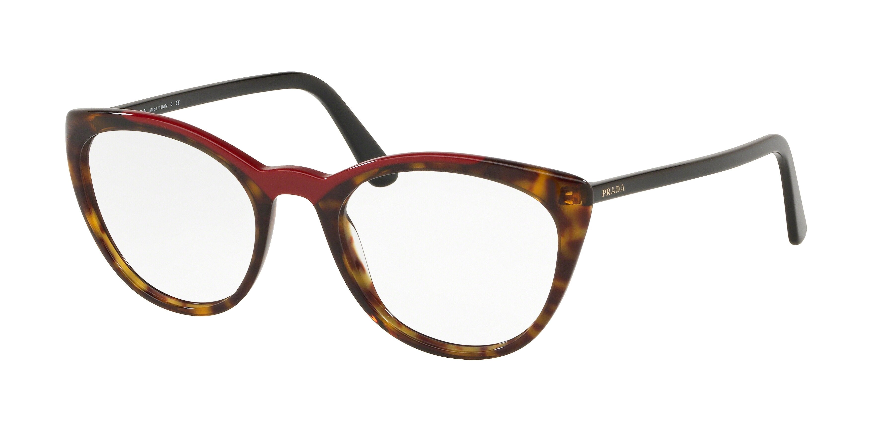 Prada CATWALK PR07VV Butterfly Eyeglasses 3201O1-Havana/Red 53-145-20 - Color Map Red