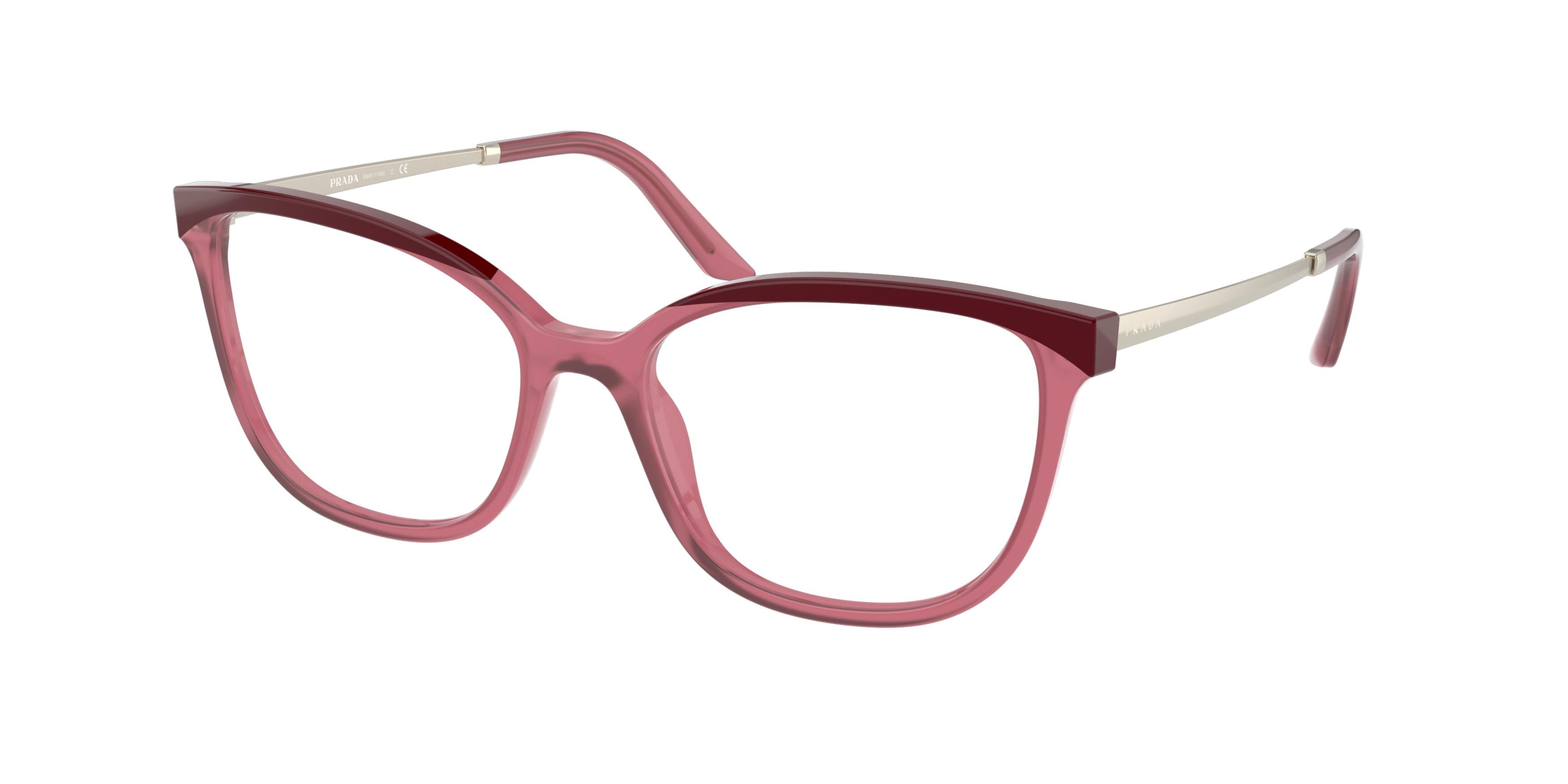 Prada PR07WV Cat Eye Eyeglasses  08N1O1-Bordeaux/Opal Cherry 54-140-17 - Color Map Red