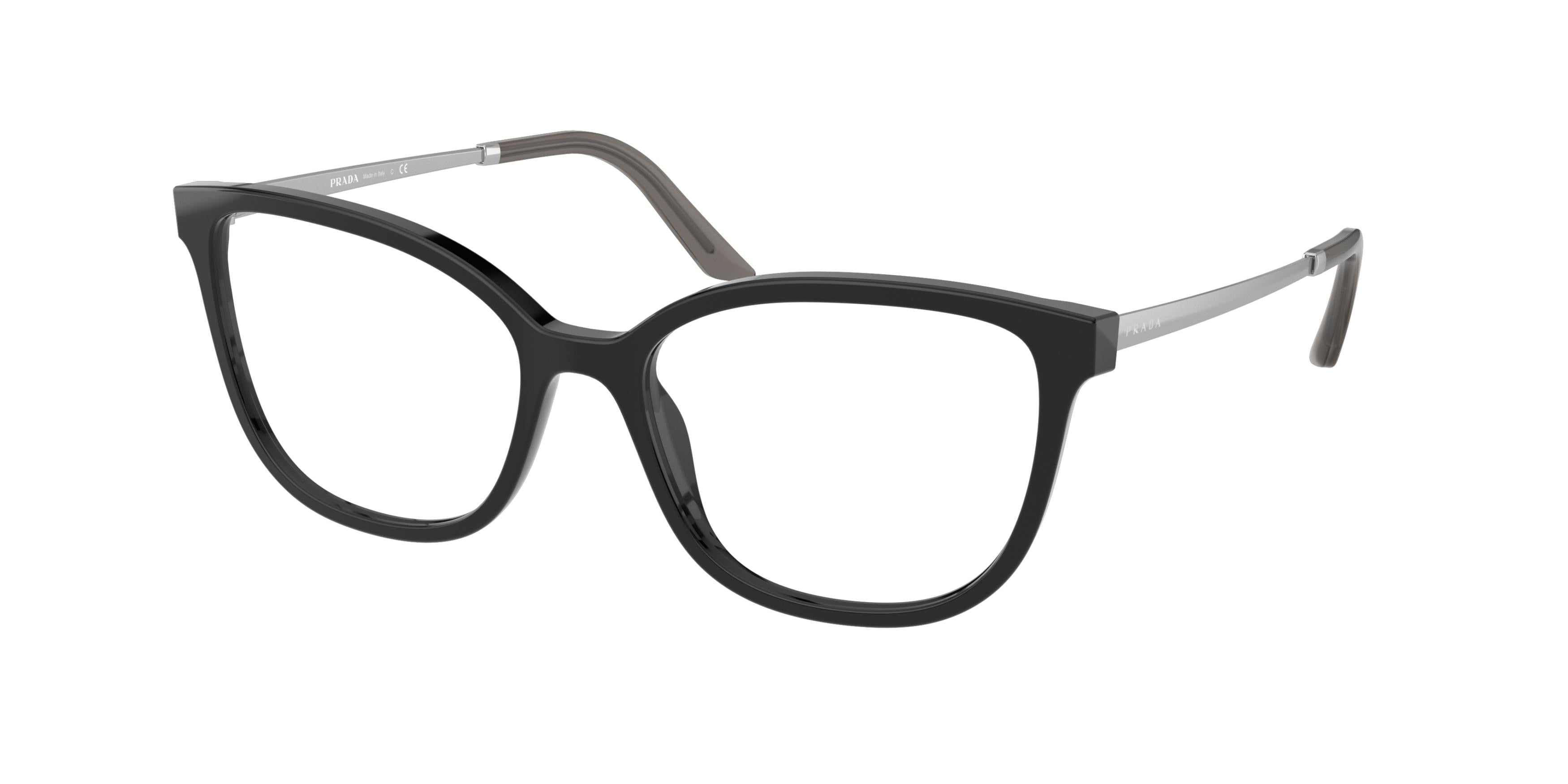 Prada PR07WV Cat Eye Eyeglasses 1AB1O1-Black 52-140-17 - Color Map Black