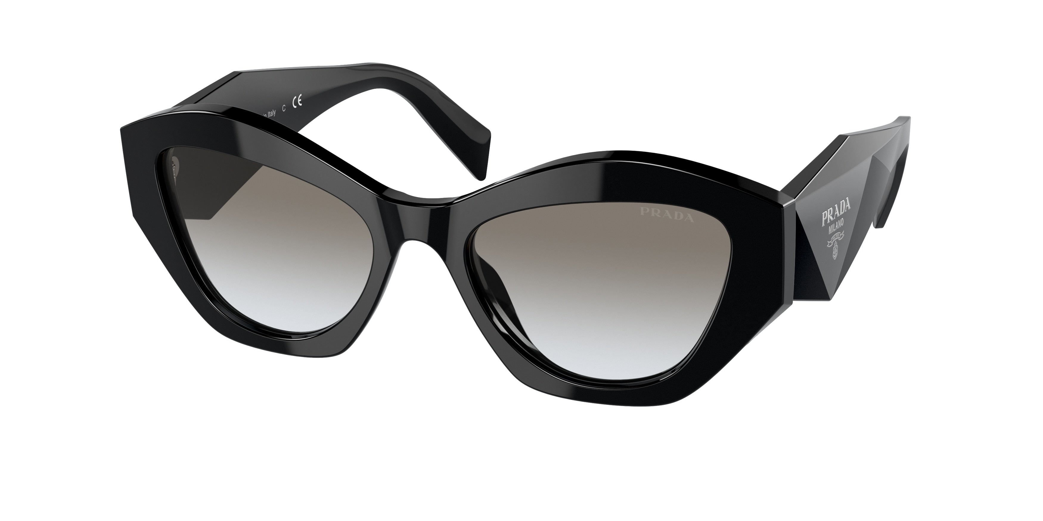 Prada PR07YS Irregular Sunglasses 1AB0A7-Black 53-145-19 - Color Map Black