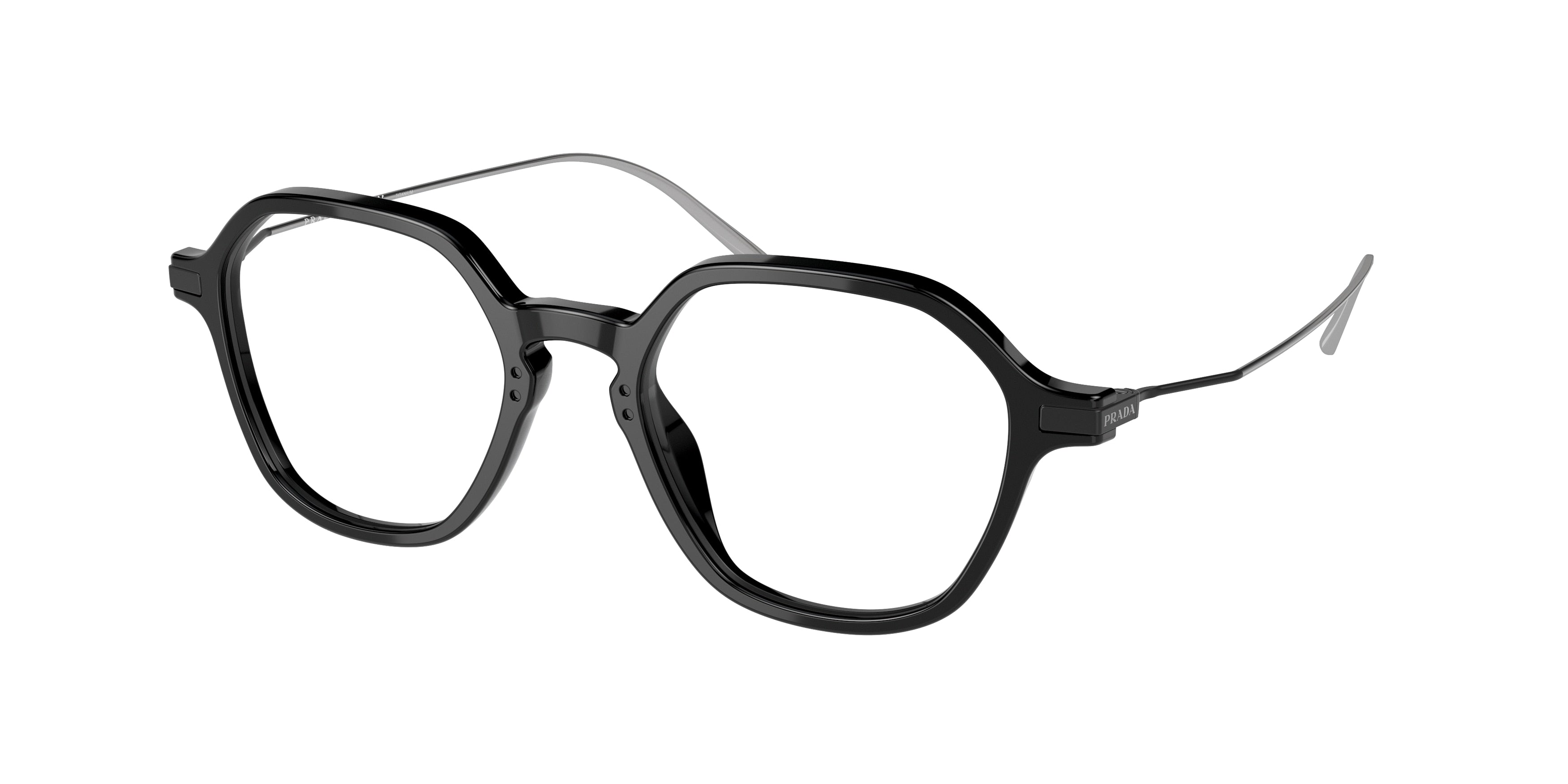 Prada PR07YV Square Eyeglasses 1AB1O1-Black 50-145-19 - Color Map Black