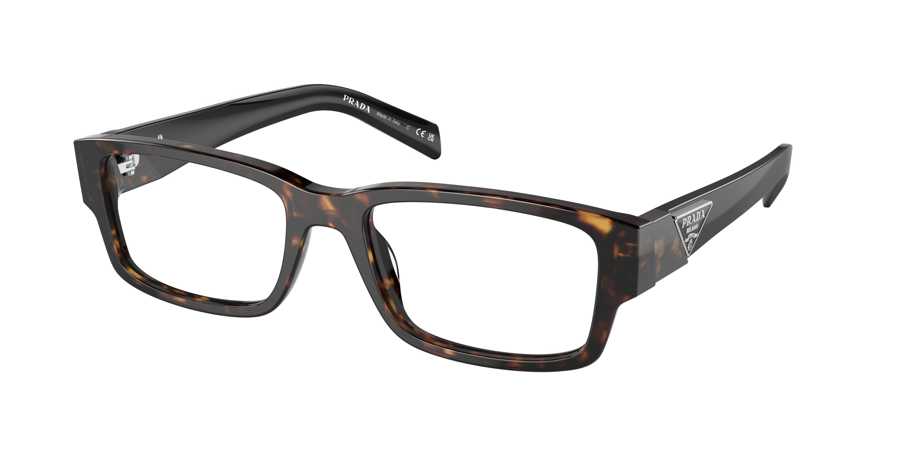 Prada PR07ZVF Rectangle Eyeglasses 2AU1O1-Tortoise 55-140-18 - Color Map Tortoise