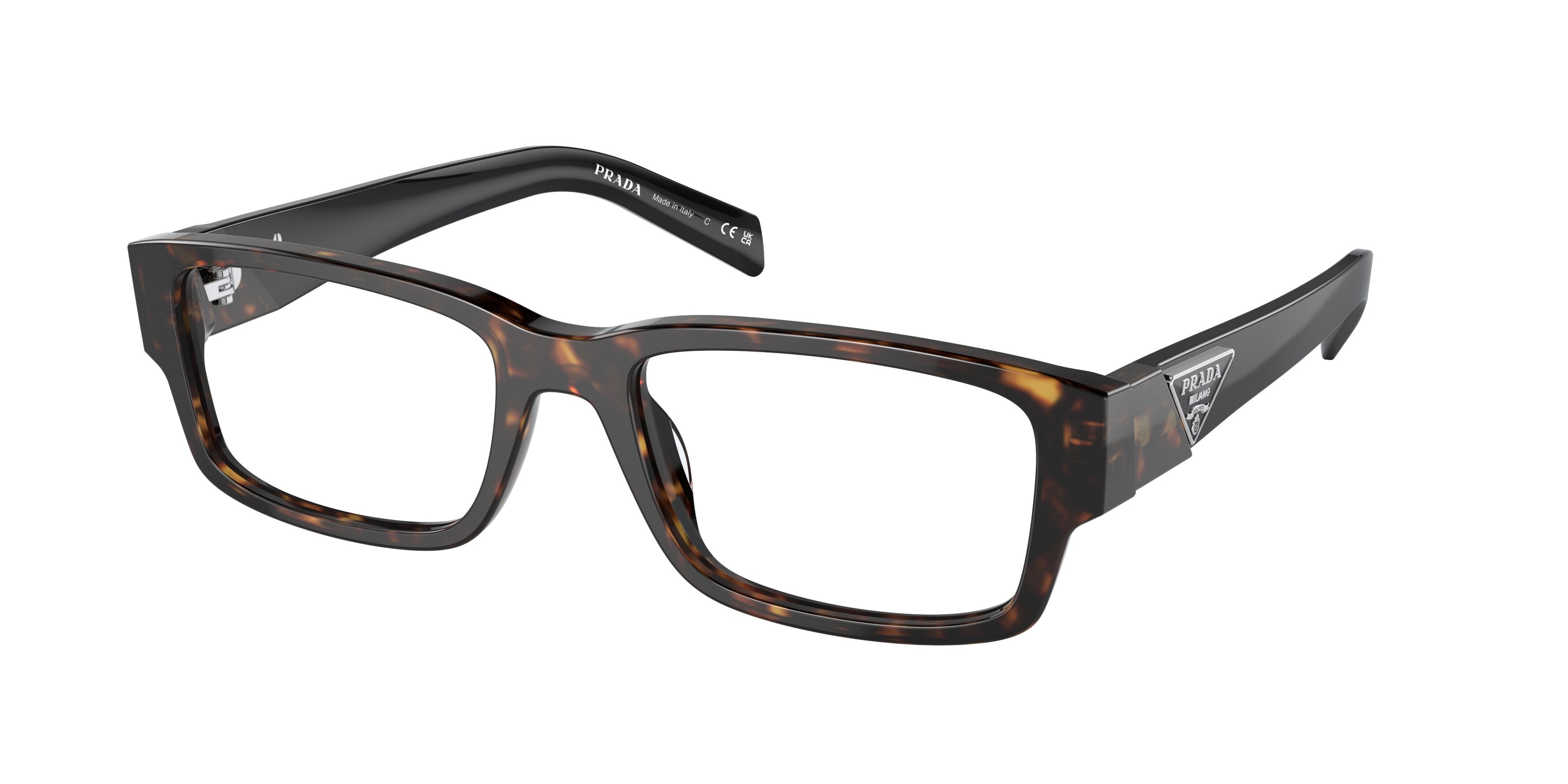 Prada PR07ZV Rectangle Eyeglasses  2AU1O1-Tortoise 55-140-19 - Color Map Tortoise