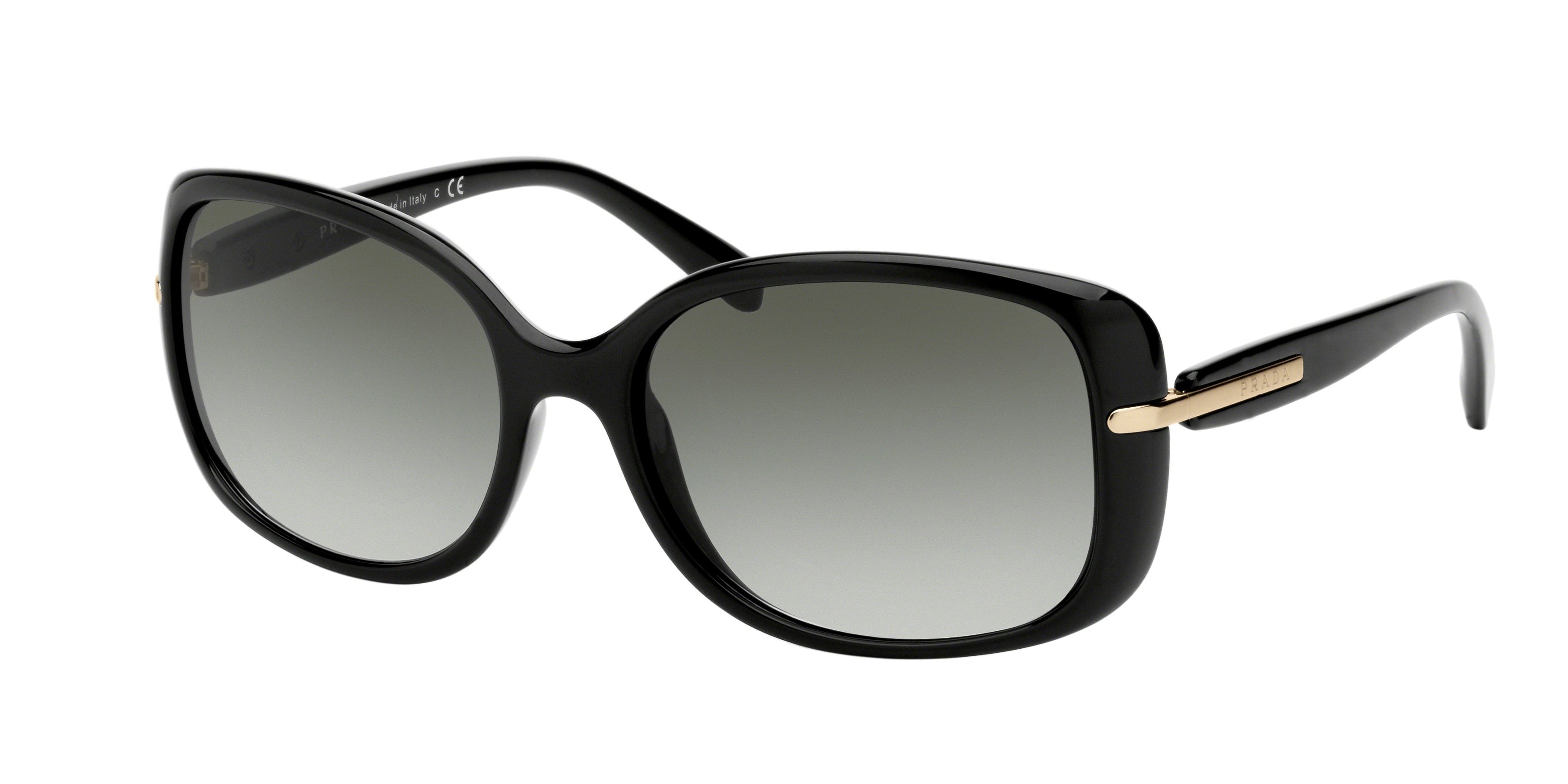 Prada CONCEPTUAL PR08OS Rectangle Sunglasses 1AB0A7-Black 57-130-17 - Color Map Black